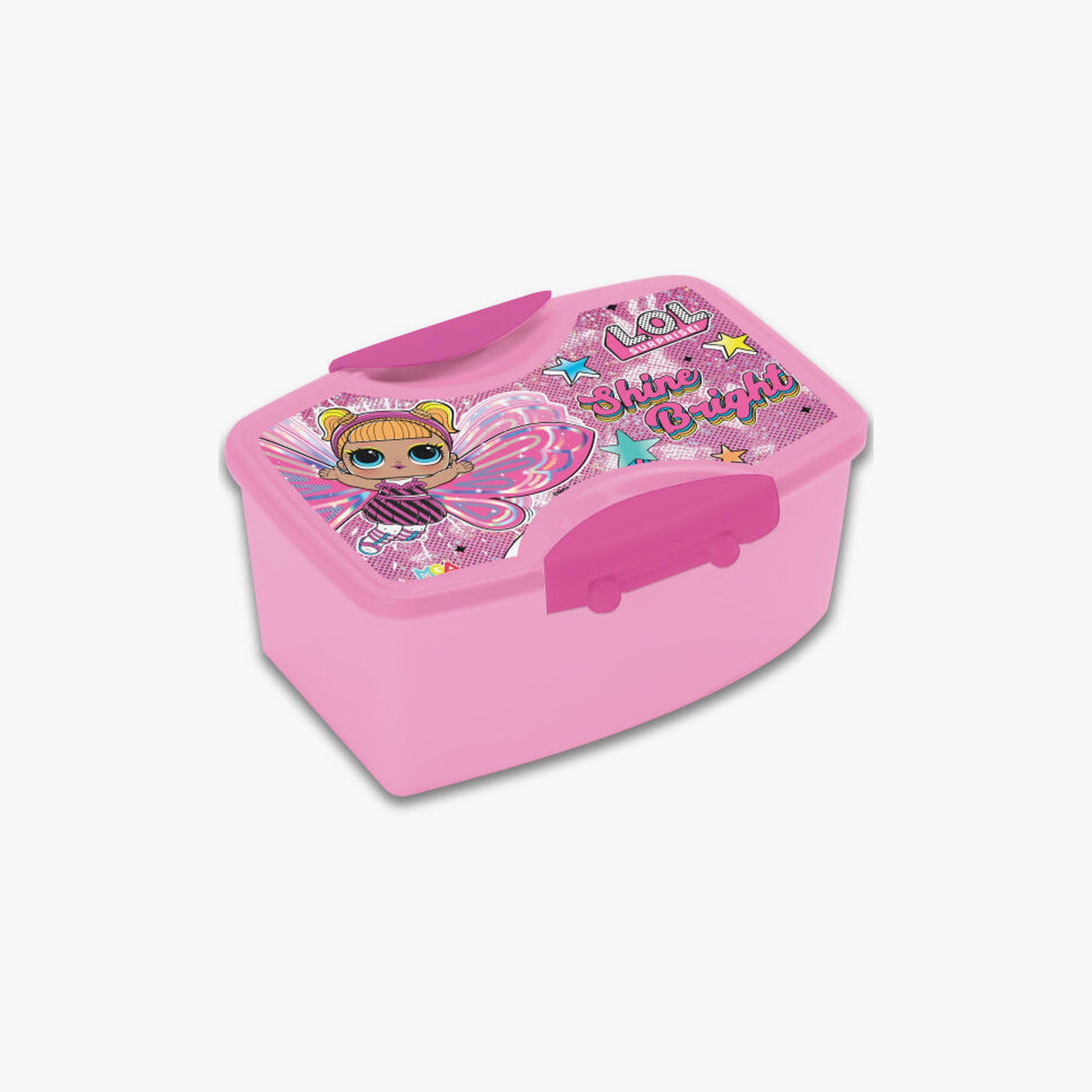 LOL Surprise Printed Lunch Box with Fork and Spoon - Pink-school-lunchessentials-lunchboxes-image-1
