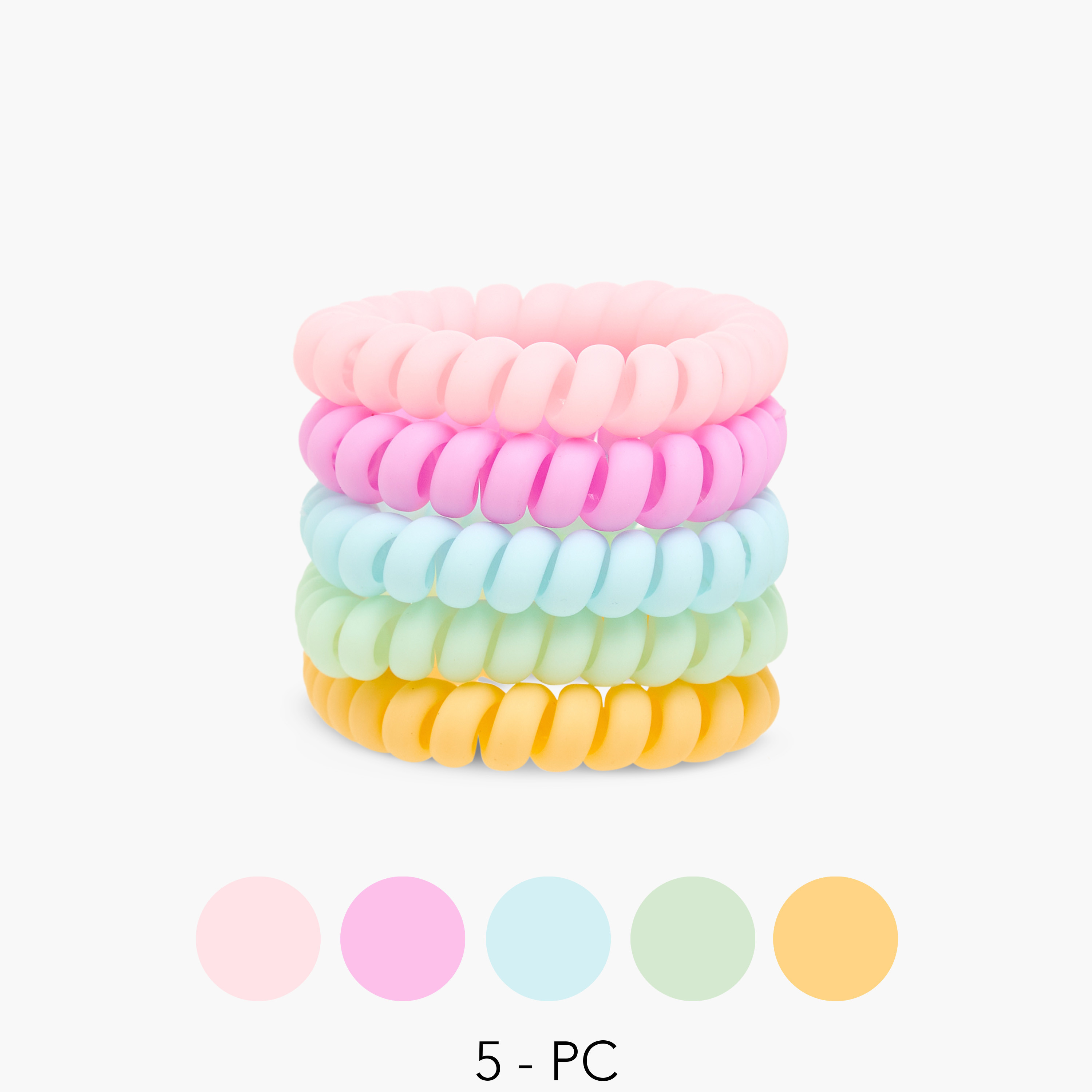 Charmz Girls Hair Tie with Spiral Pattern - Plastic - Set of 5-girls-accessories-hairaccessories-image-1