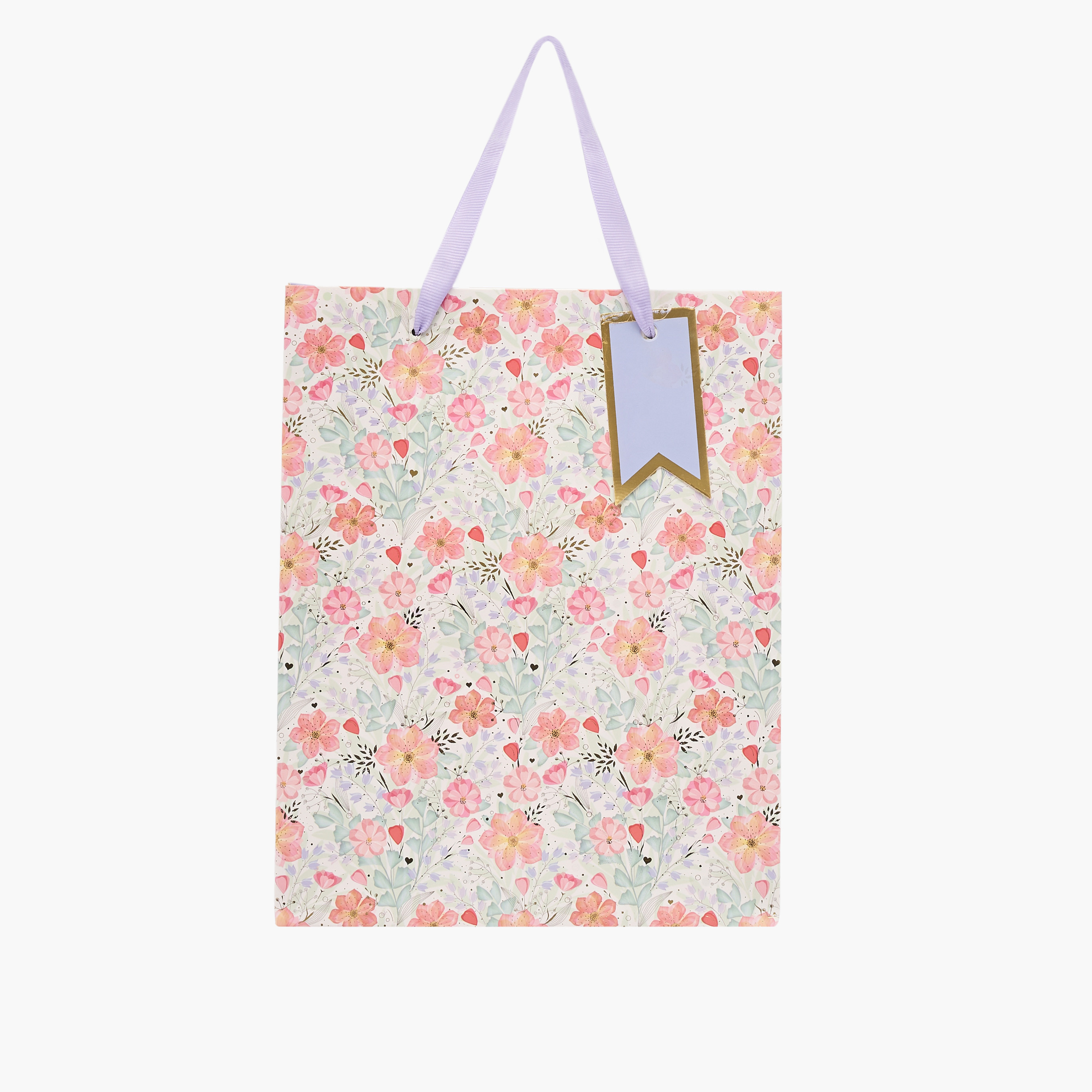 شنطة هدايا ورق بطبعات زهرية - متوسطة-household-giftingaccessories-giftings-image-1