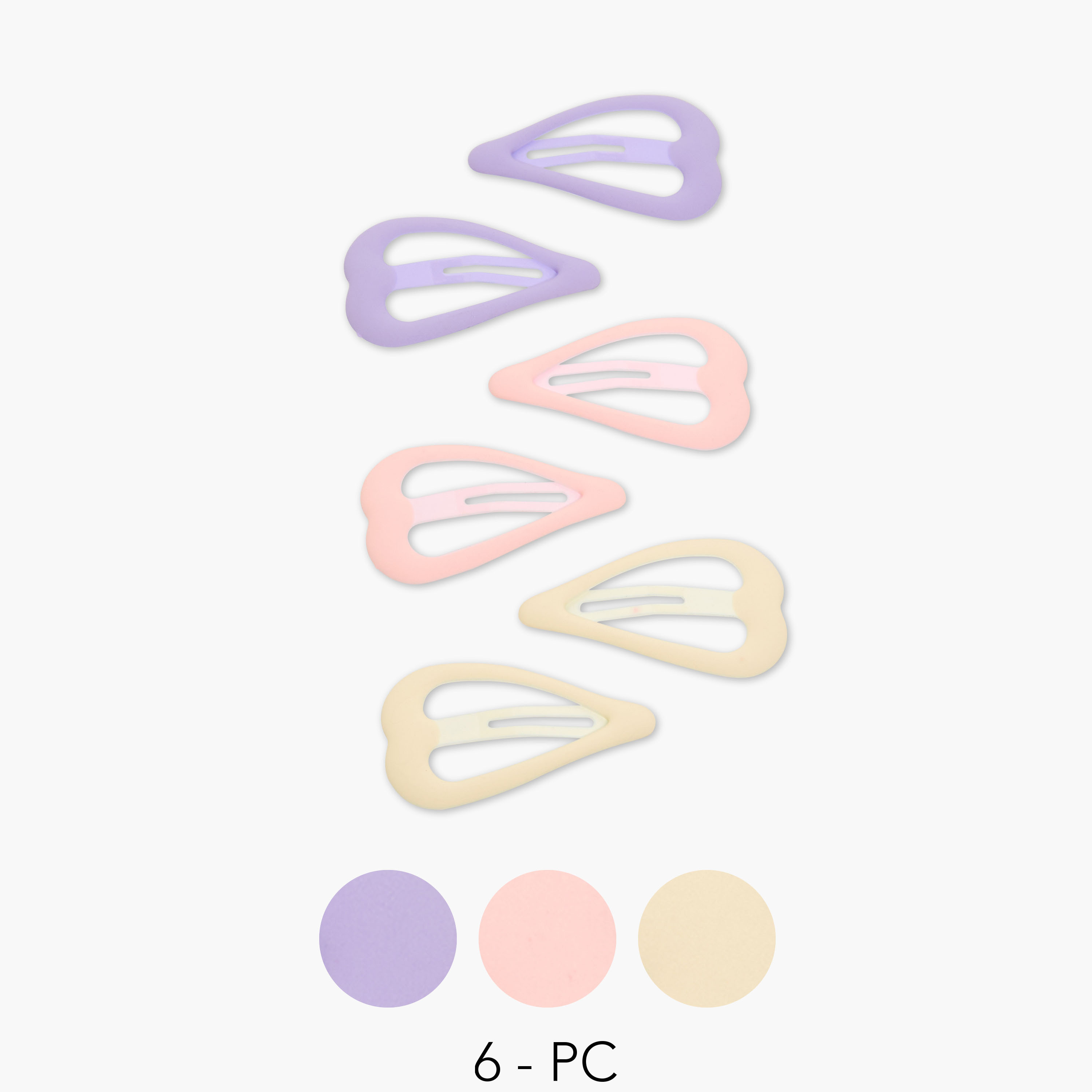 مشابك شعر بتصميم قلب للبنات من تشارمز - طقم 6 قطع-girls-accessories-hairaccessories-image-1