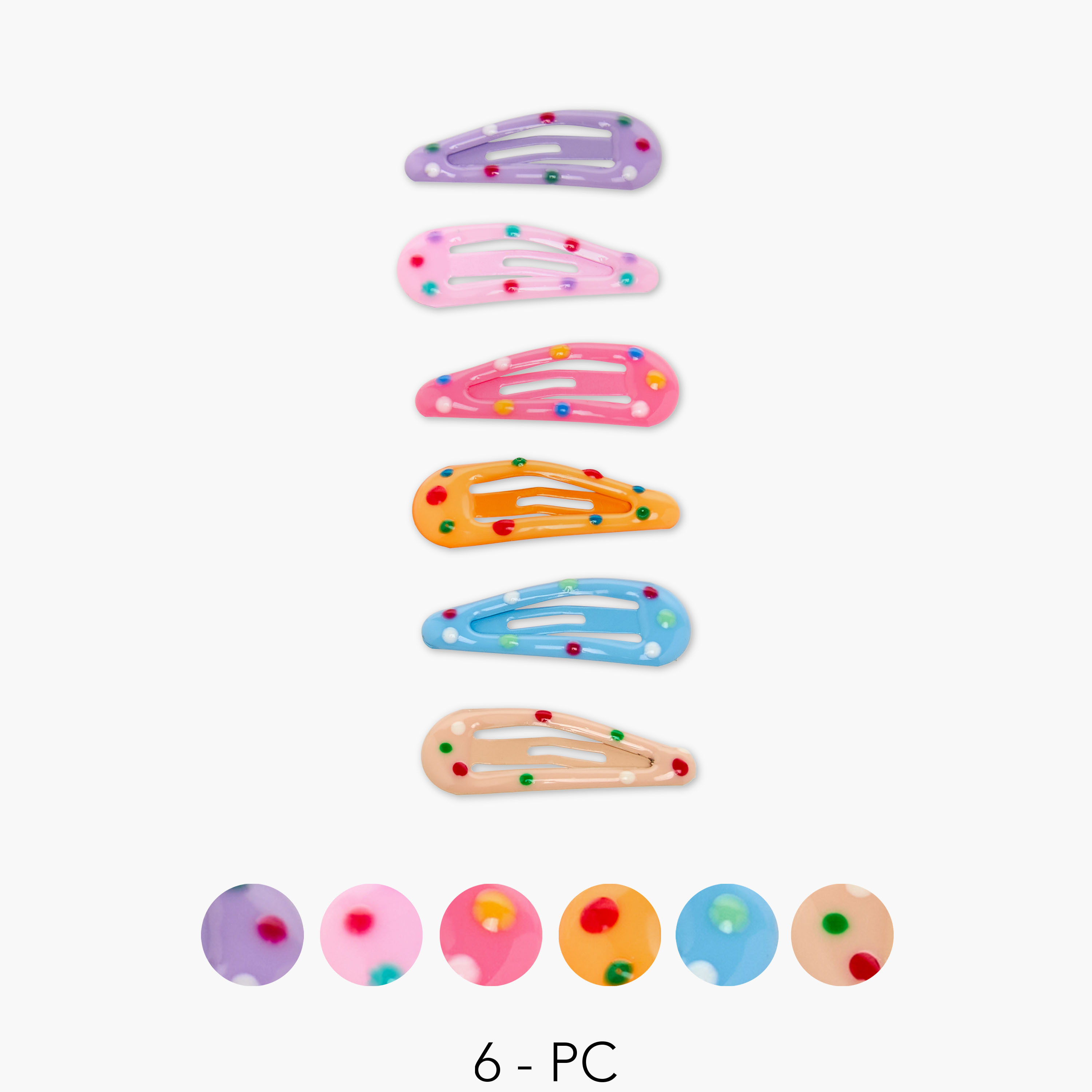 Charmz Girls Hair Clip with Polka Dot Accent - Plastic - Set of 6-girls-accessories-hairaccessories-image-1
