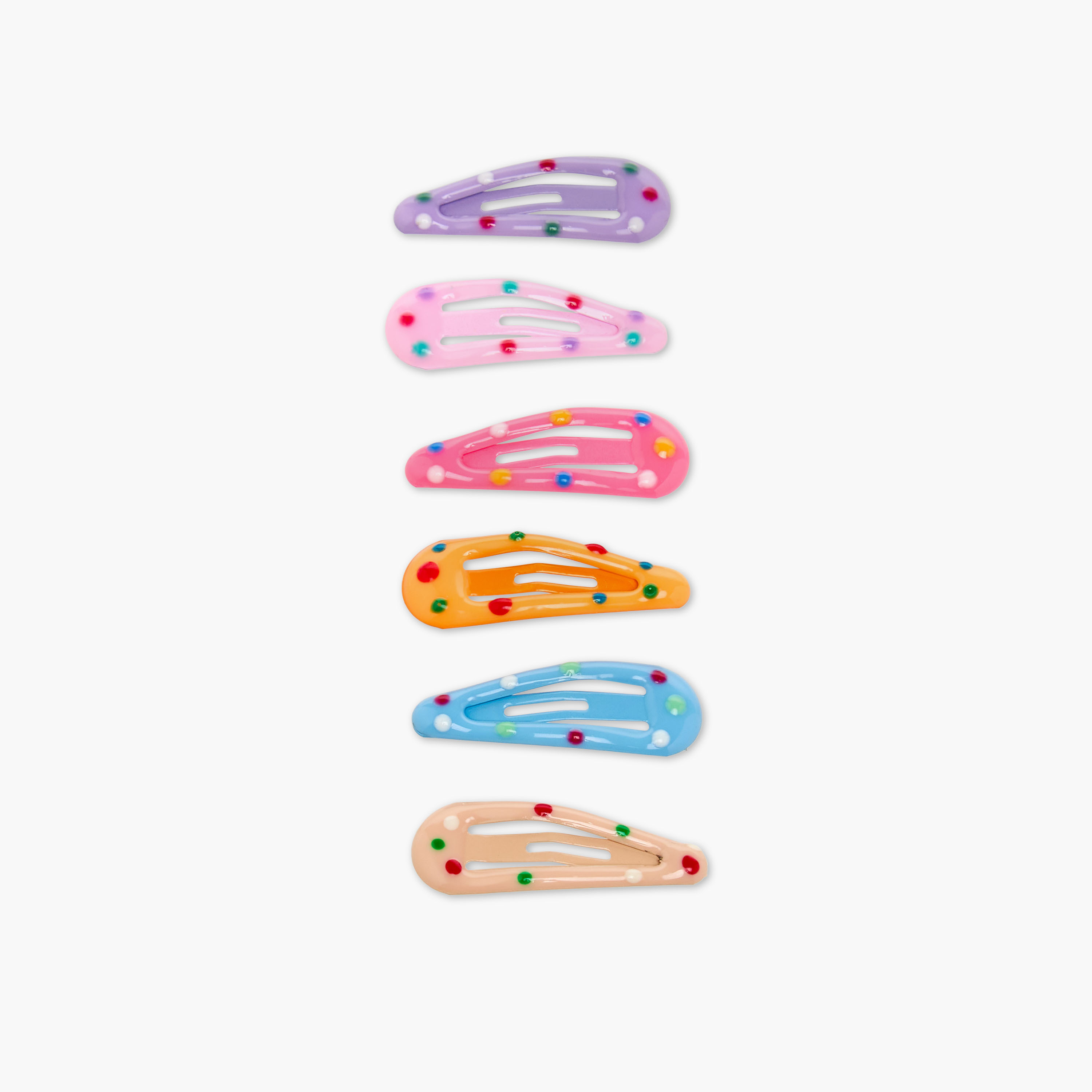 Charmz Girls Hair Clip with Polka Dot Accent - Plastic - Set of 6-girls-accessories-hairaccessories-image-2