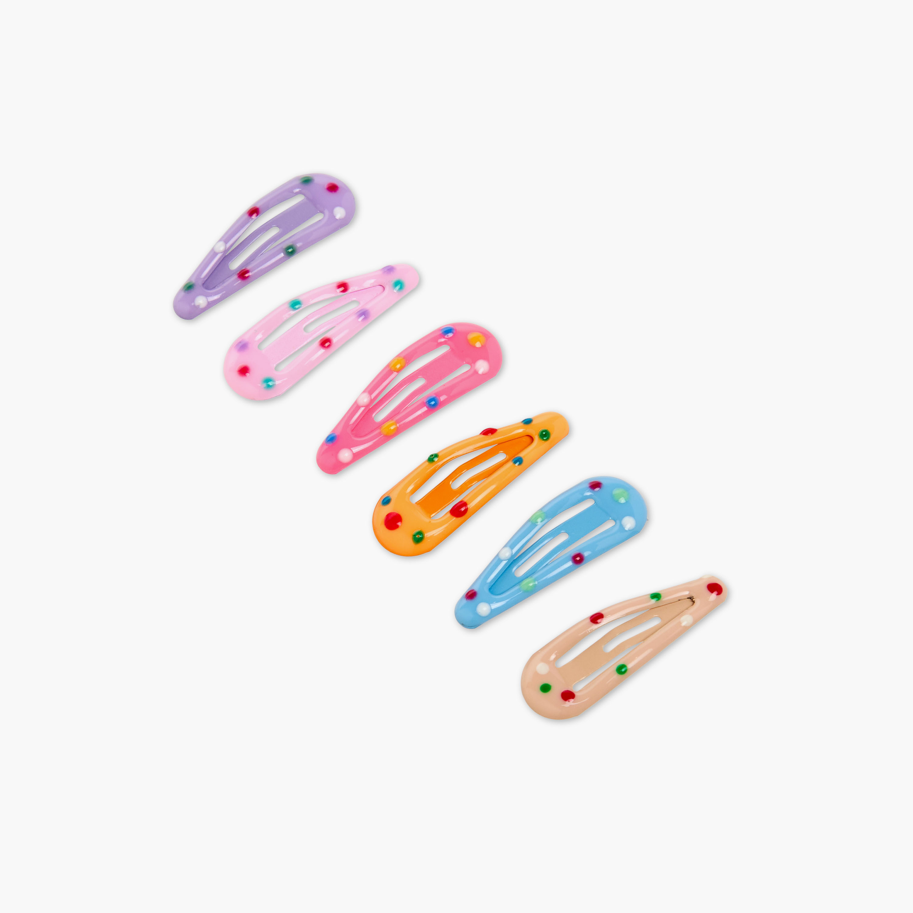 Charmz Girls Hair Clip with Polka Dot Accent - Plastic - Set of 6-girls-accessories-hairaccessories-image-3