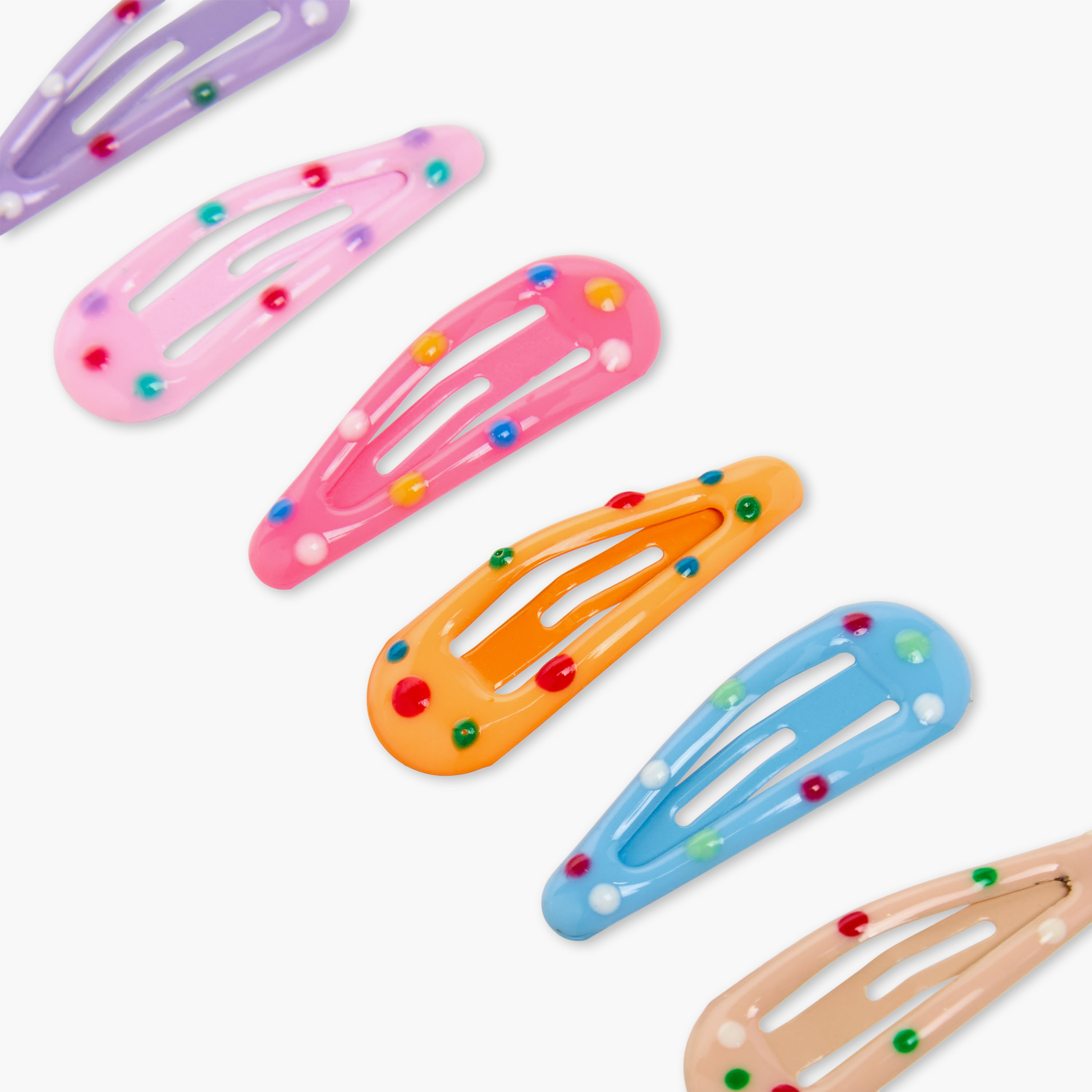 Charmz Girls Hair Clip with Polka Dot Accent - Plastic - Set of 6-girls-accessories-hairaccessories-image-4