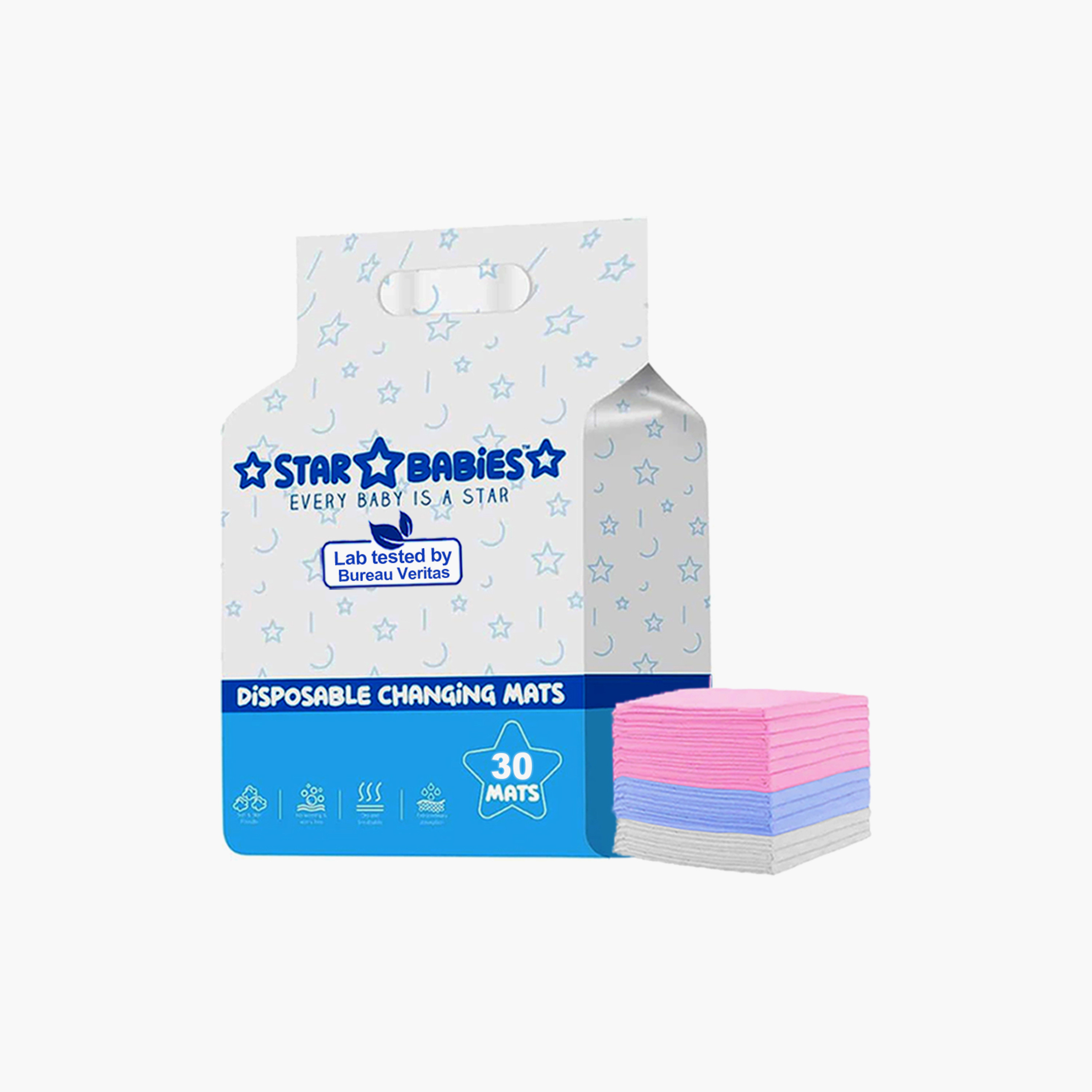 مجموعة من 30 سجادة تغيير حفاضات للاستخدام مرة واحدة من ستار بيبيز-baby-diapering-changingmats-image-1