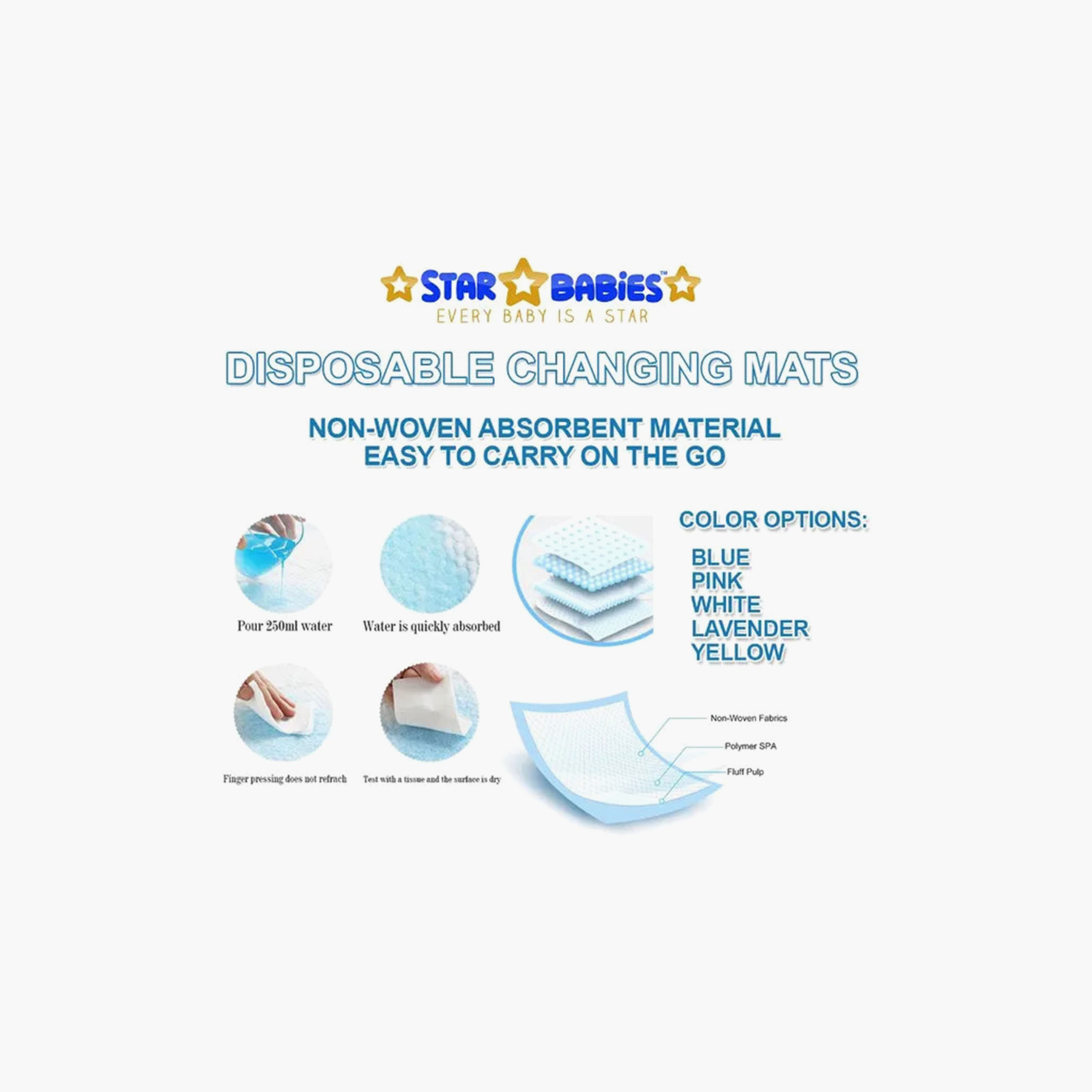 مجموعة من 30 سجادة تغيير حفاضات للاستخدام مرة واحدة من ستار بيبيز-baby-diapering-changingmats-image-4