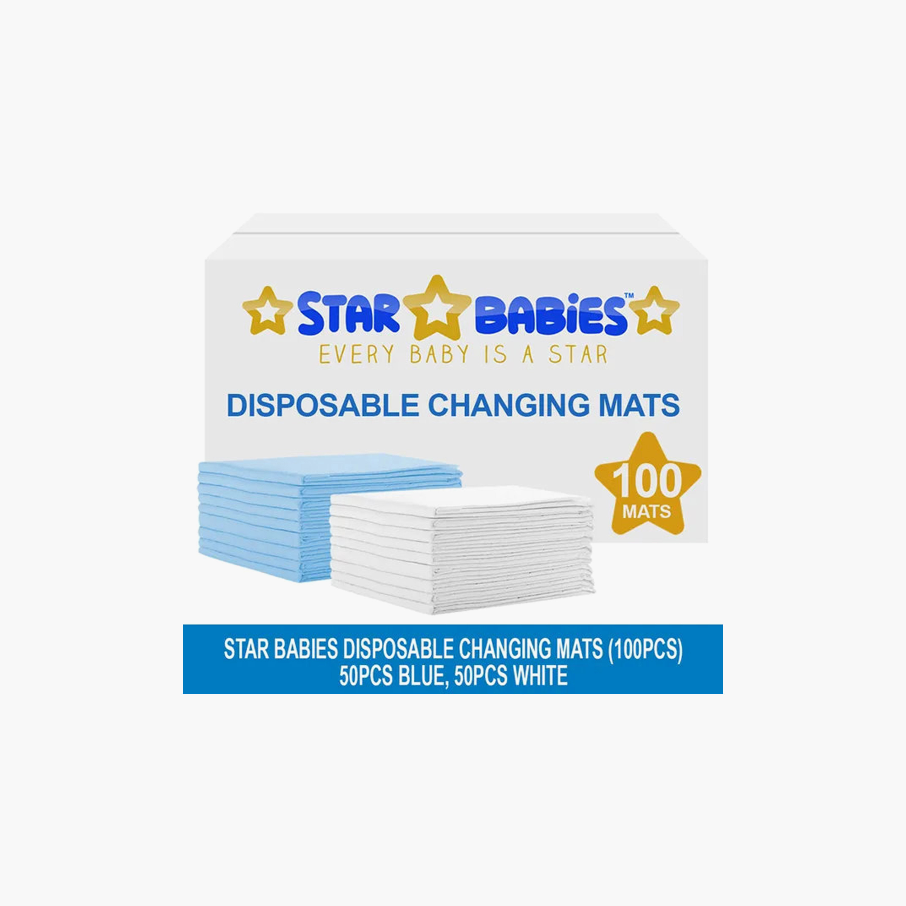 سجادات تغيير حفاضات للاستخدام مرة واحدة، 100 قطعة من ستار بيبيز-baby-diapering-changingmats-image-2