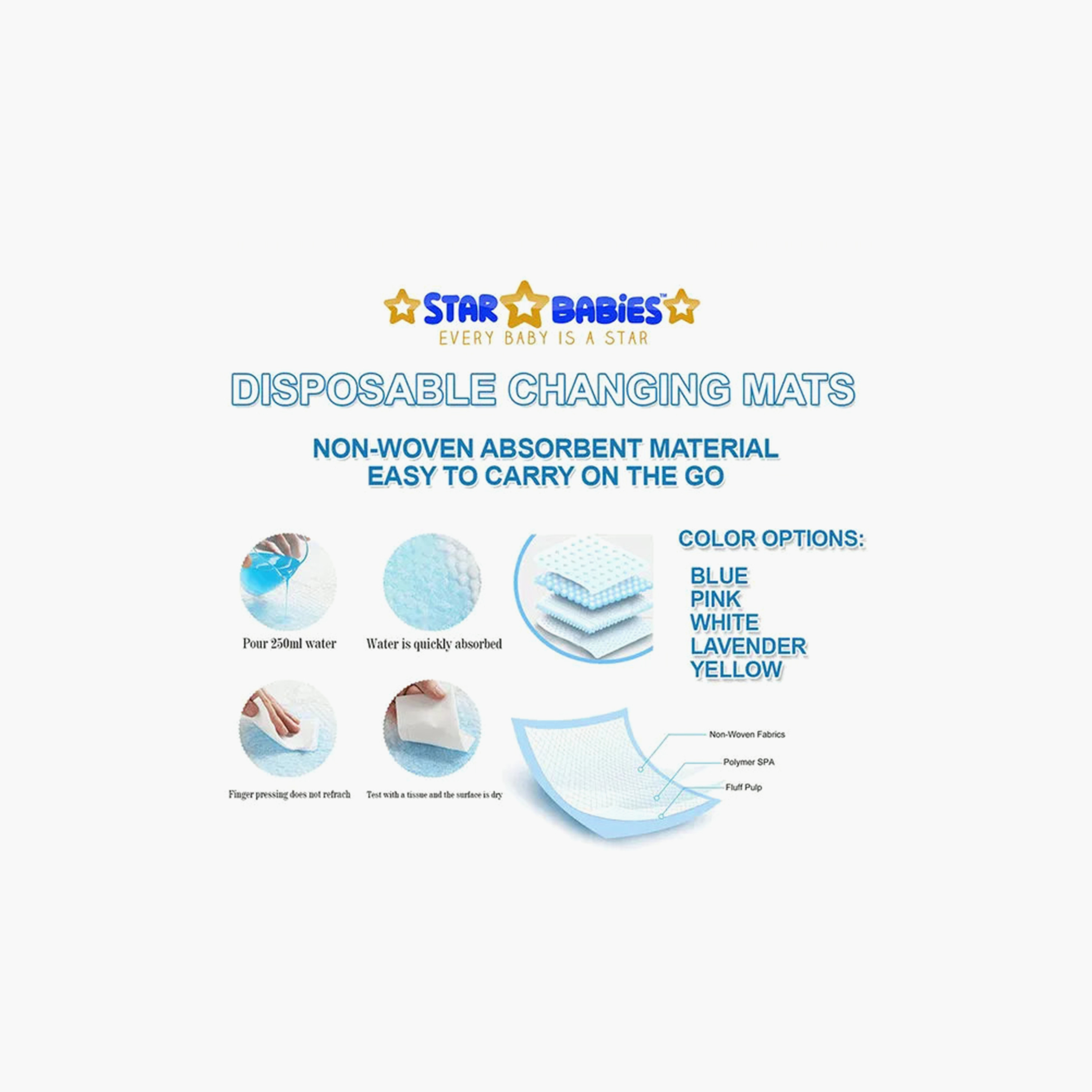 Star Babies 50-Piece Disposable Changing Mats-baby-diapering-changingmats-image-2
