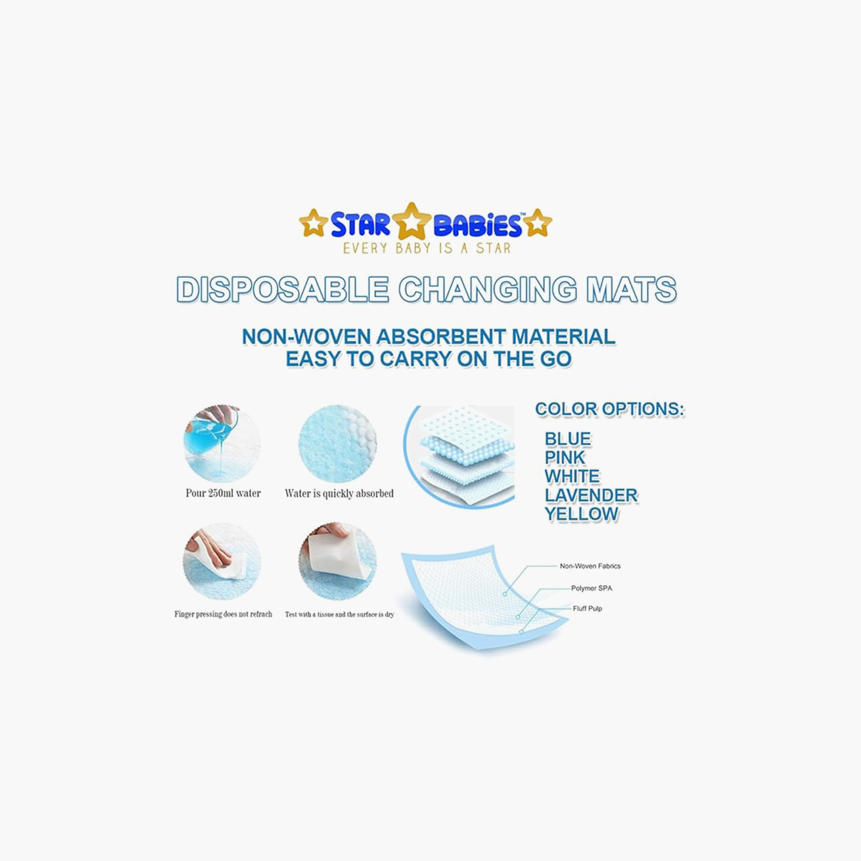 Star Babies 6-Piece Disposable Changing Mats - Large-baby-diapering-changingmats-image-4