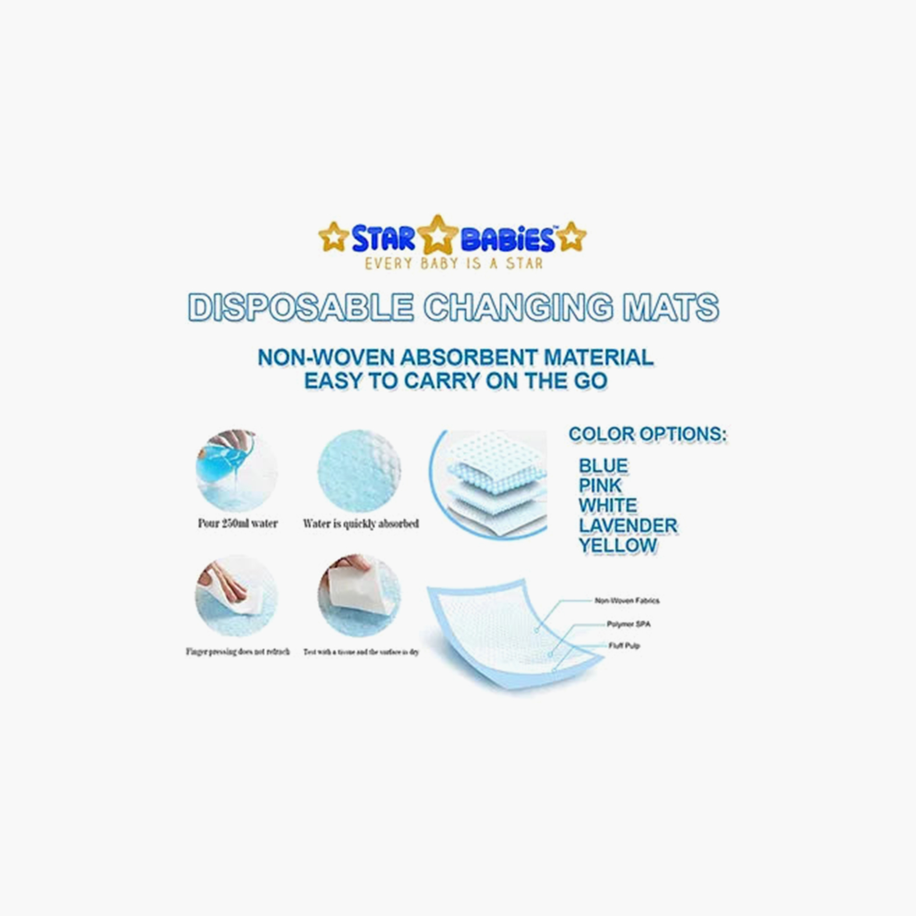 Star Babies 30-Piece Disposable Changing Mats - Large-baby-diapering-changingmats-image-4