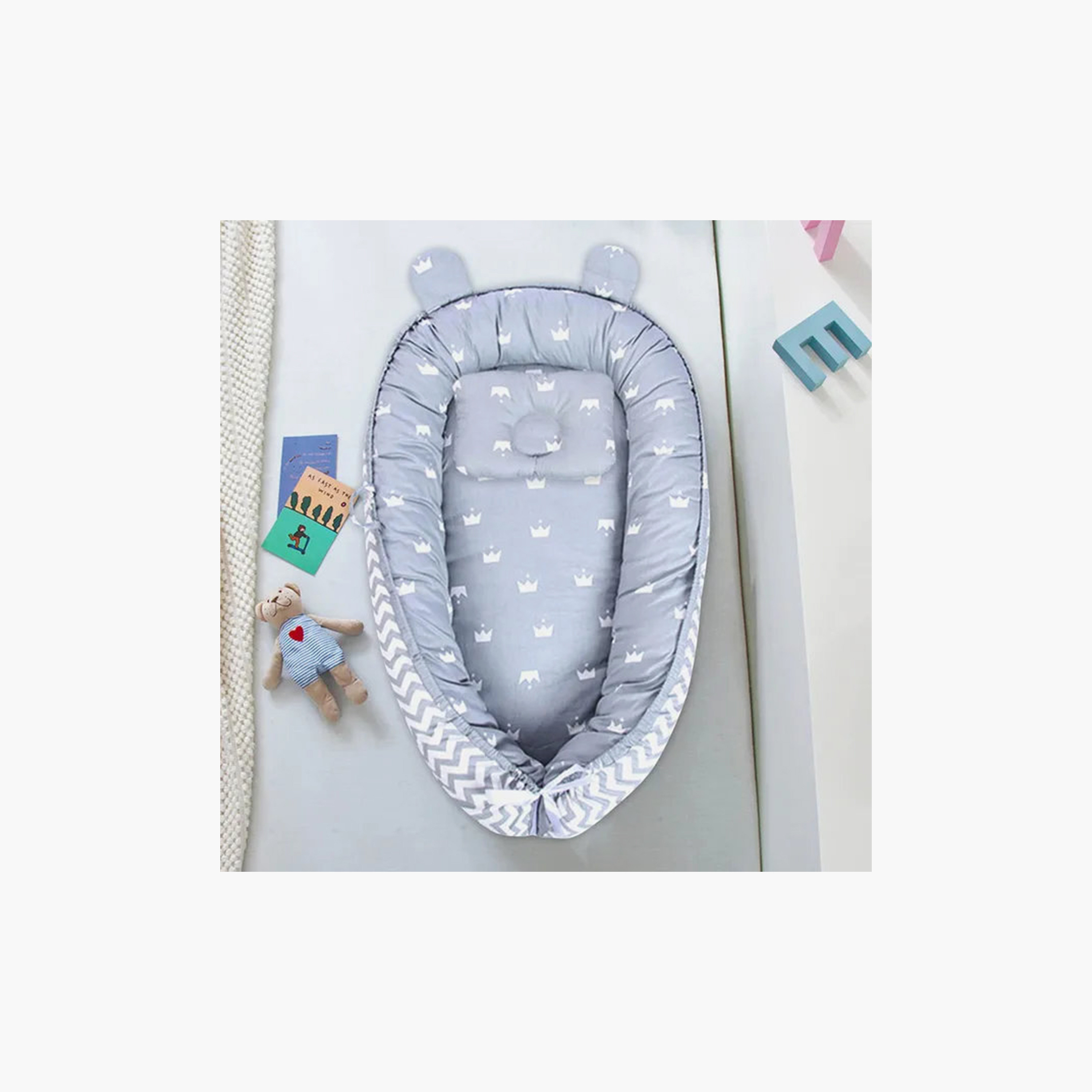 Star Babies Portable Lounger Sleeping Pod - Grey Stripe-baby-nursery-babybedding-image-2