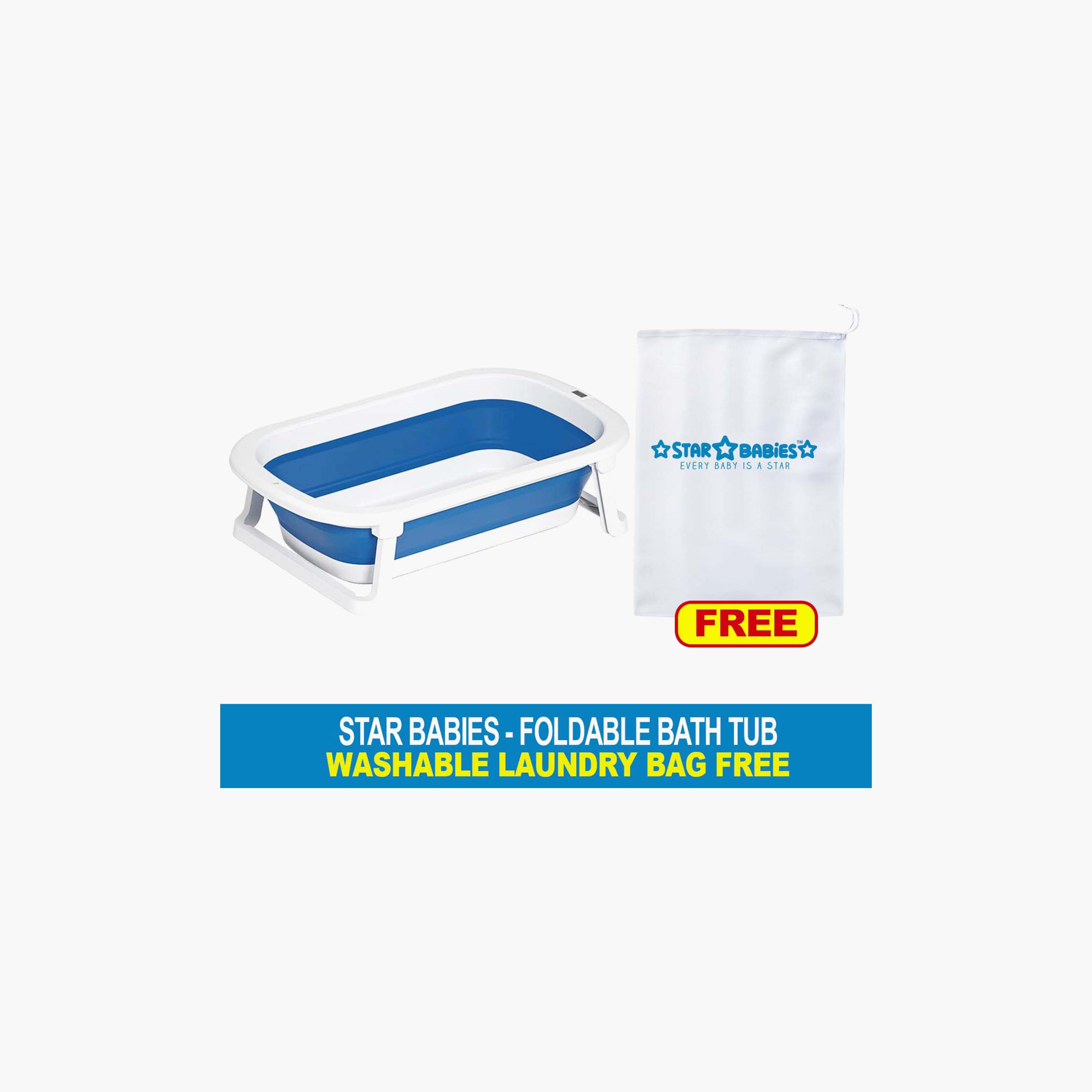 Star Babies Foldable Bathtub - Blue-baby-bathandcare-bathtubs-image-2