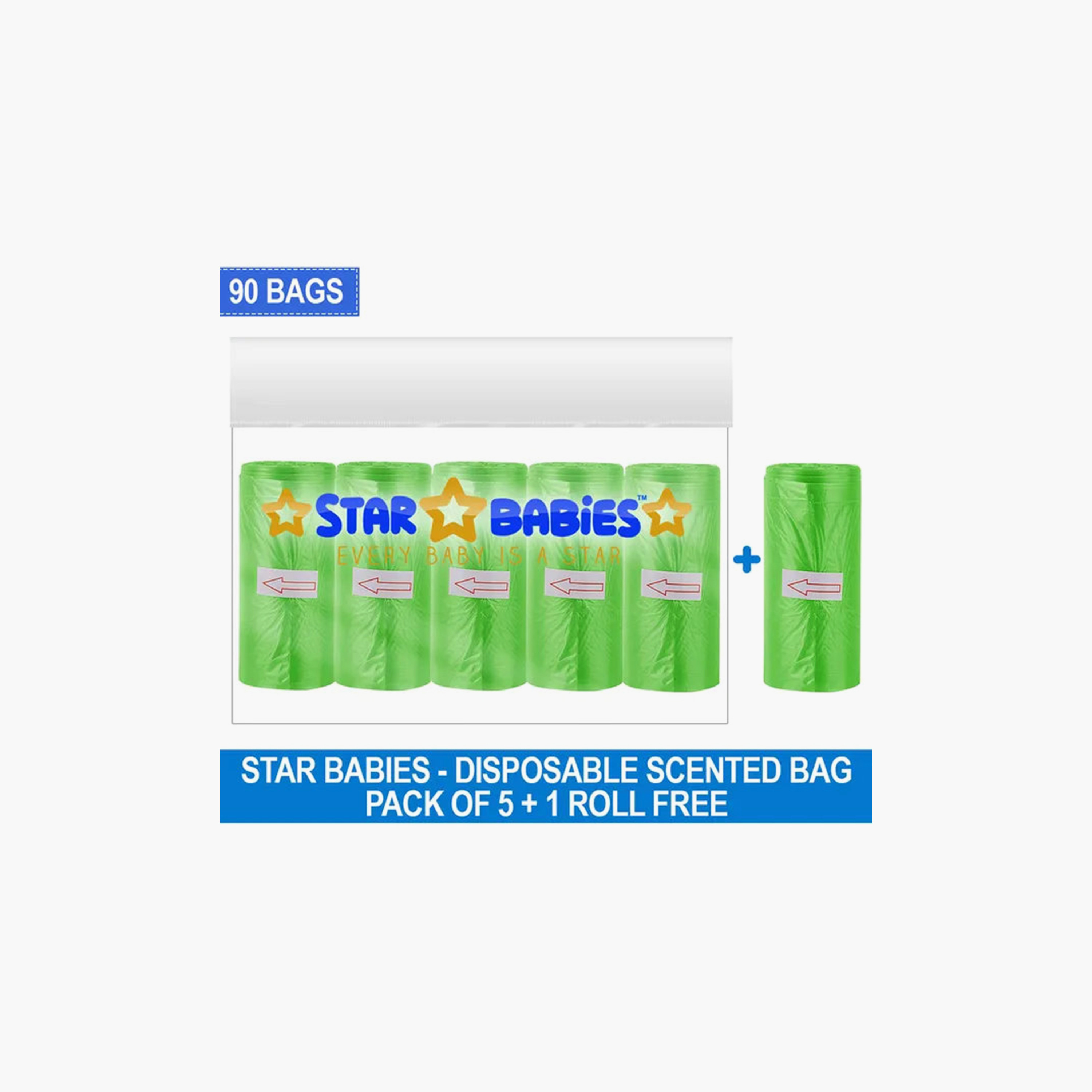 Star Babies Pack of 6 Scented Bags - 90 Bags-baby-diapering-binsandrefills-image-3