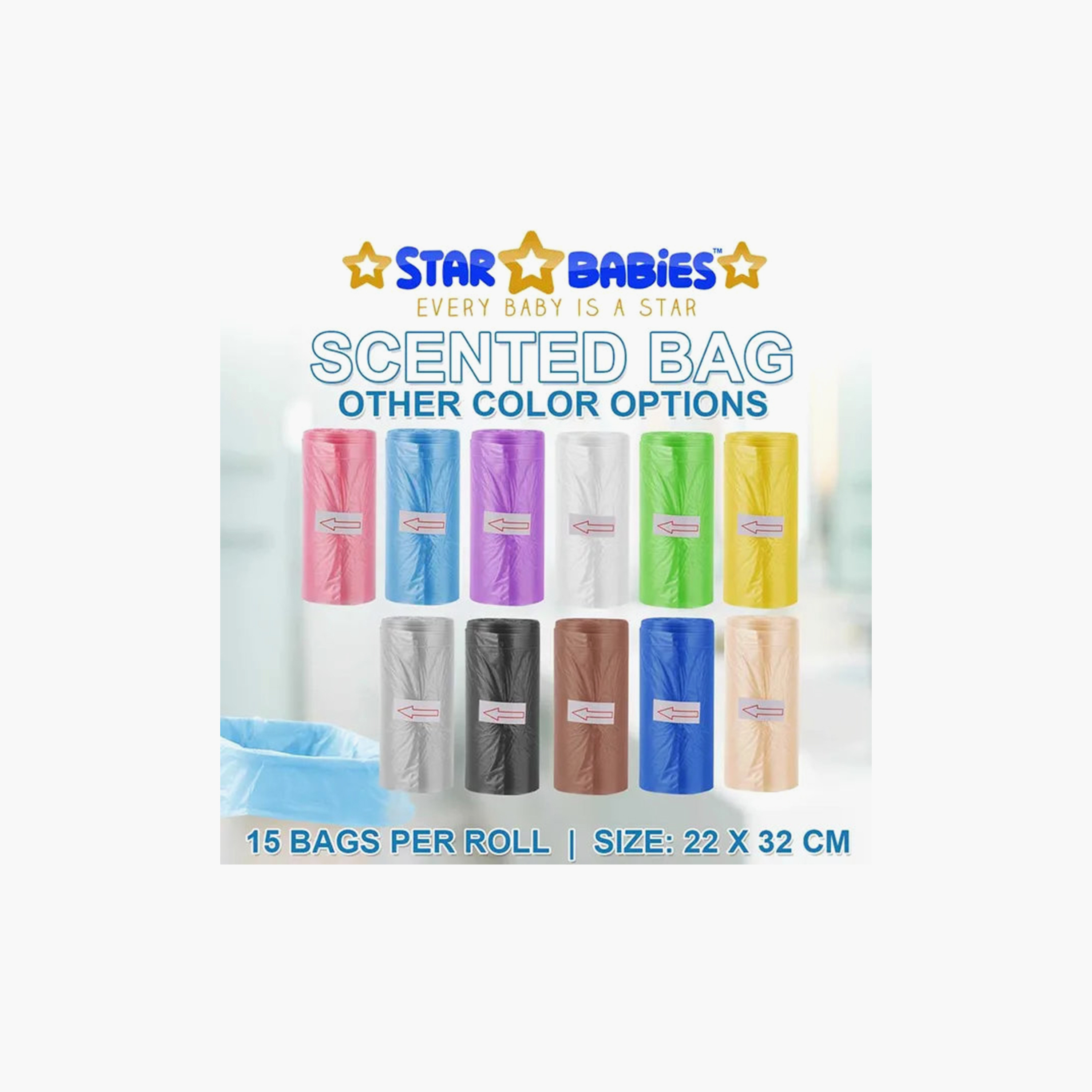 Star Babies Pack of 6 Scented Bags - 90 Bags-baby-diapering-binsandrefills-image-4