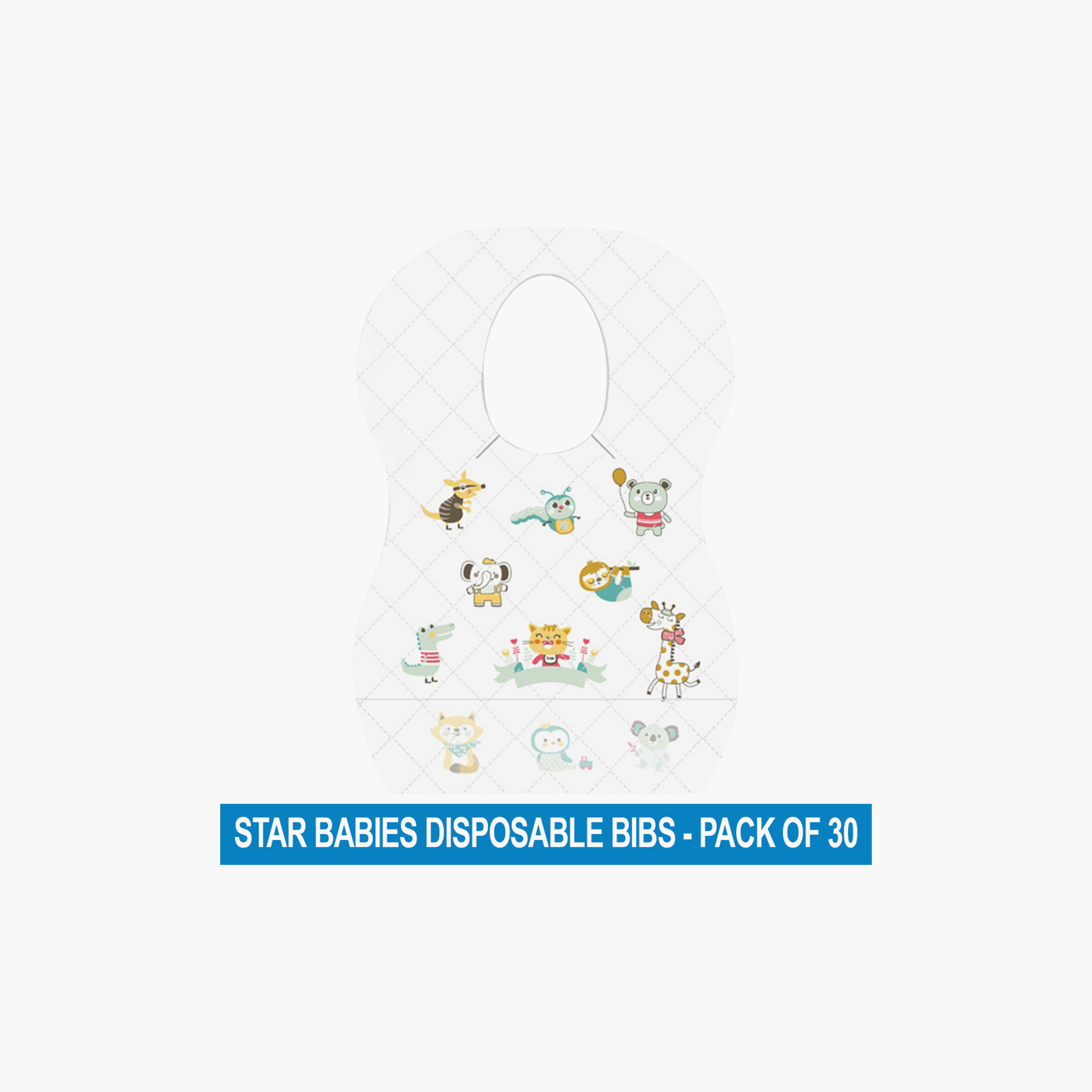 Star Babies Animal Printed Disposable Bibs - 30 Pieces-baby-feeding-bibs-image-2