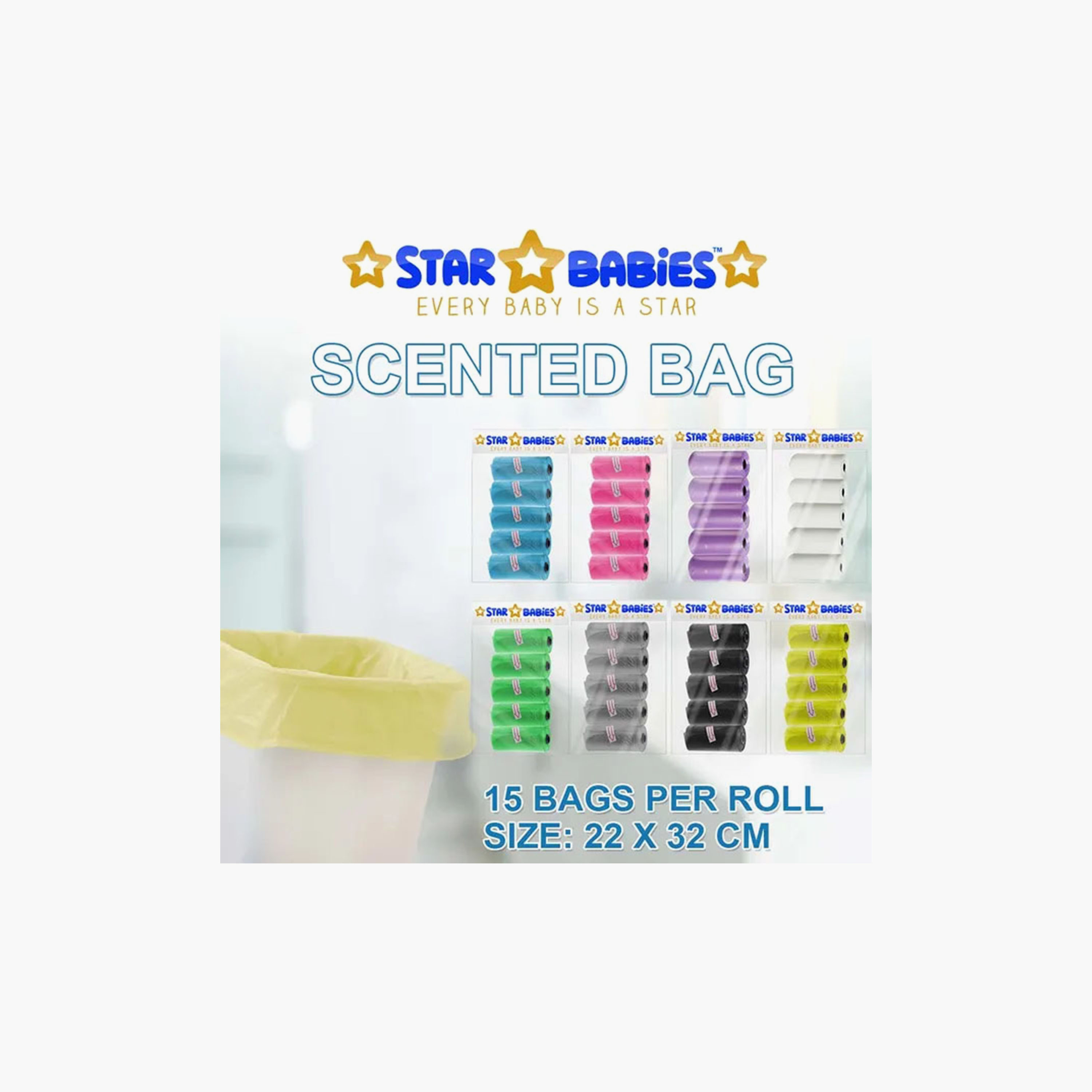 Star Babies Pack of 3 Dustbin Bag Rolls - 75 Bags-baby-diapering-binsandrefills-image-4