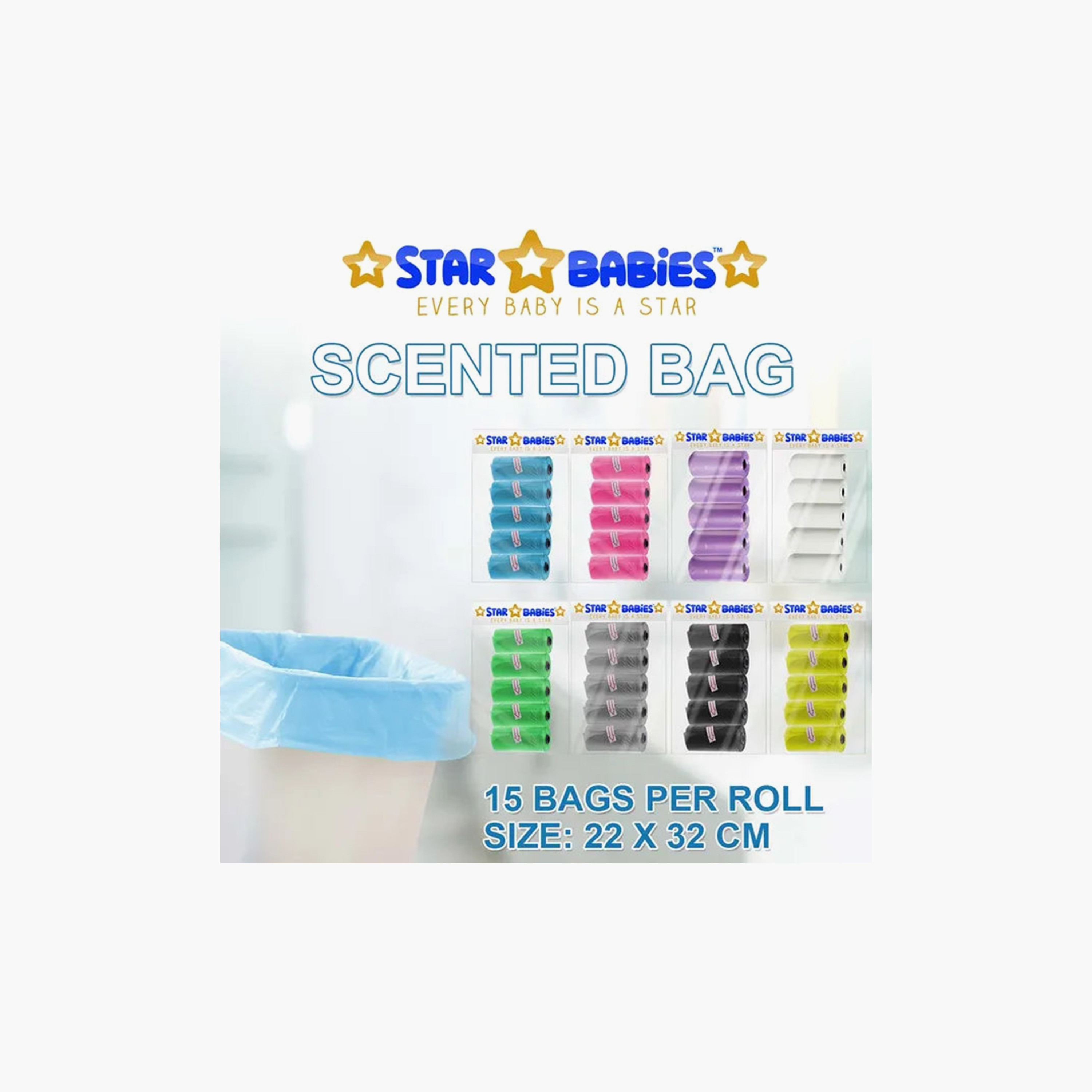 Star Babies Pack of 5 Scented Bags - 75 Bags-baby-diapering-binsandrefills-image-5