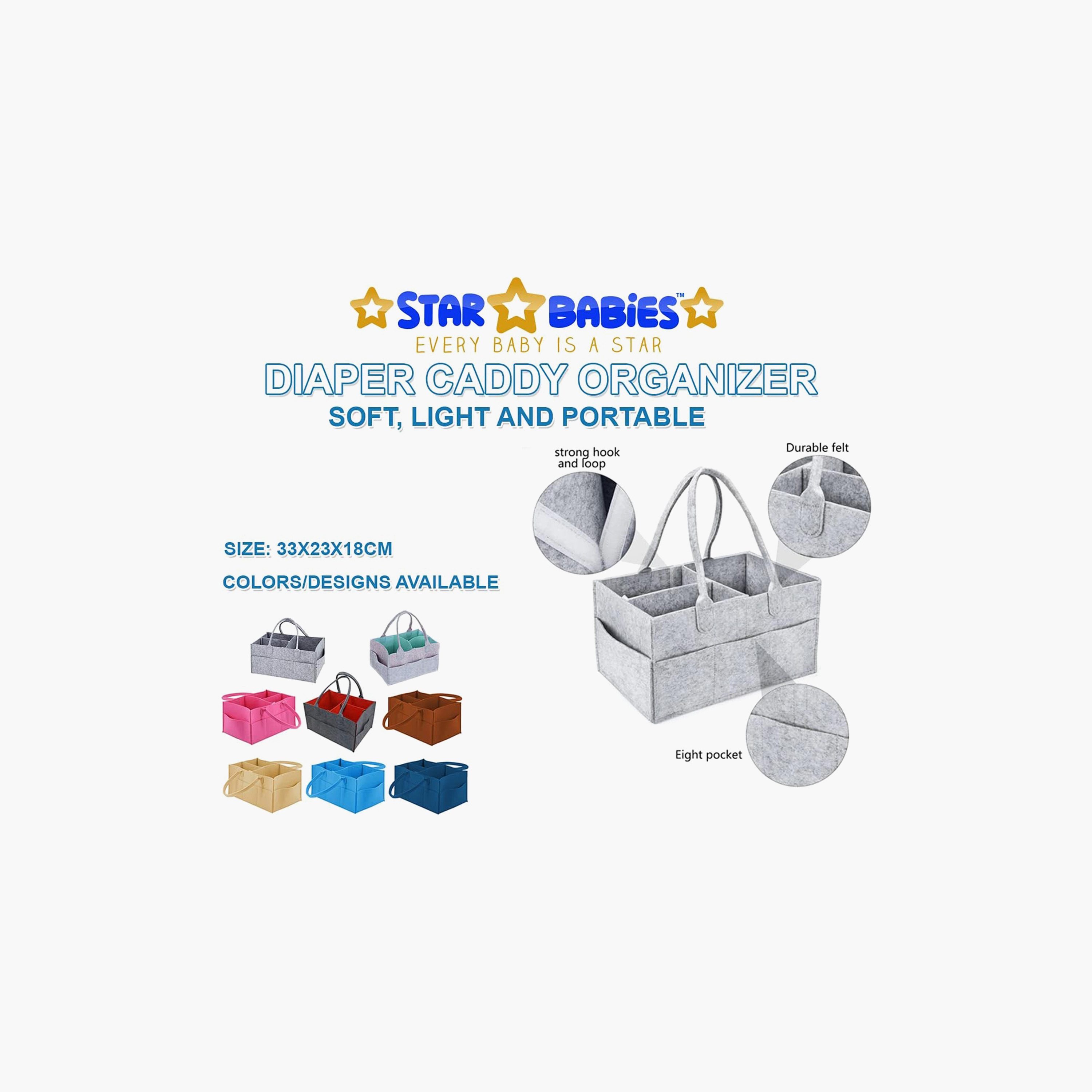 Star Babies Lightweight Diaper Caddy Organizer - Grey-baby-diapering-diaperbags-image-3