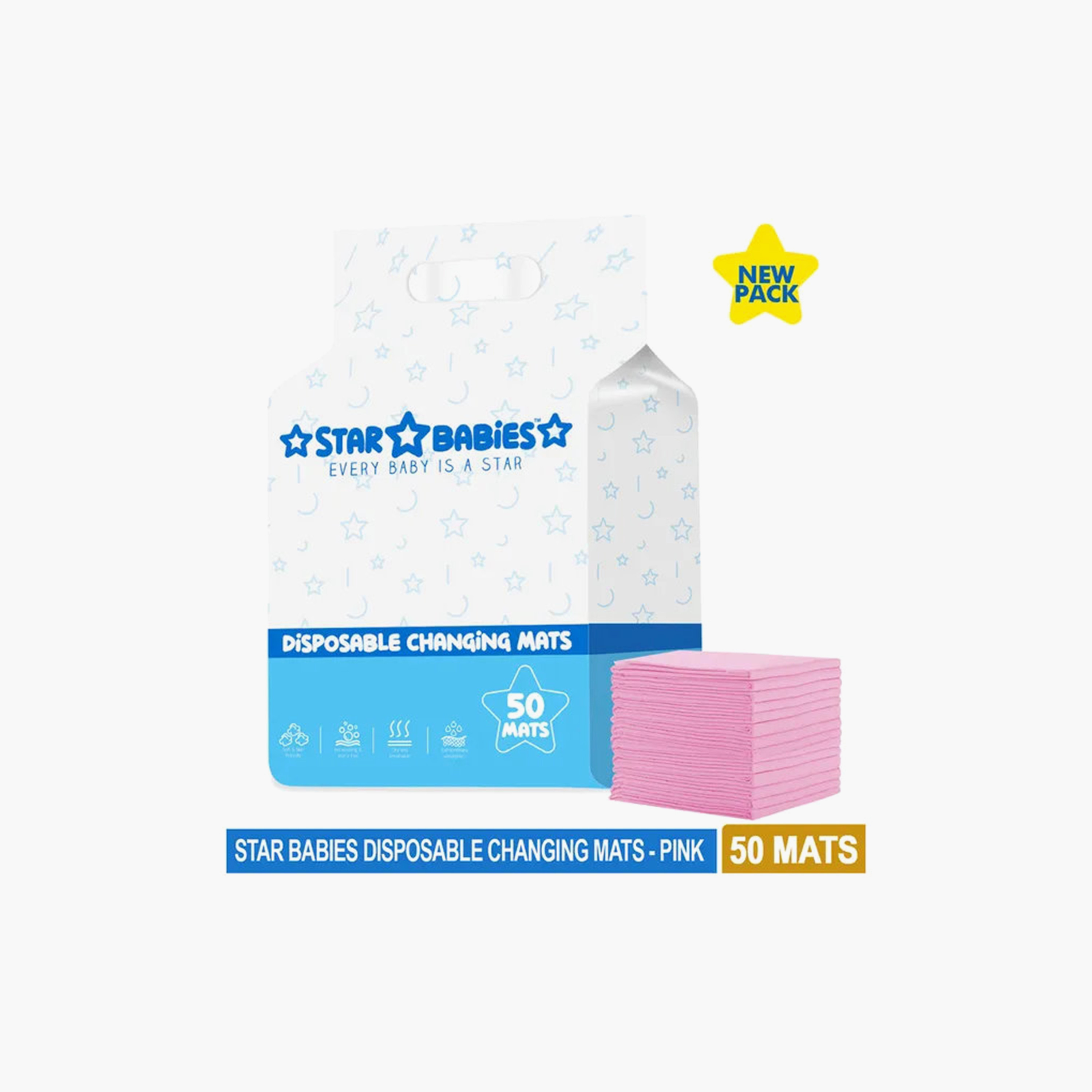 50 قطعة سجادات تغيير حفاضات للاستخدام مرة واحدة 45 × 60 سم كبيرة من ستار بيبيز-baby-diapering-changingmats-image-5