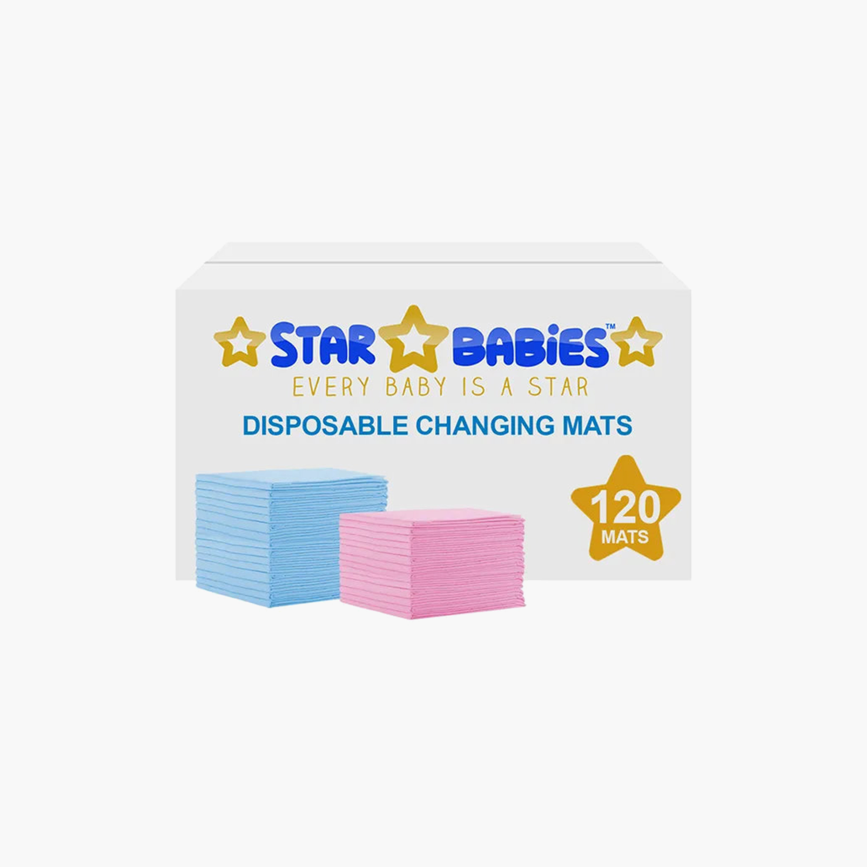 Star Babies 120-Piece Disposable Changing Mats - 45 x 60 cm - Large-baby-diapering-changingmats-image-1