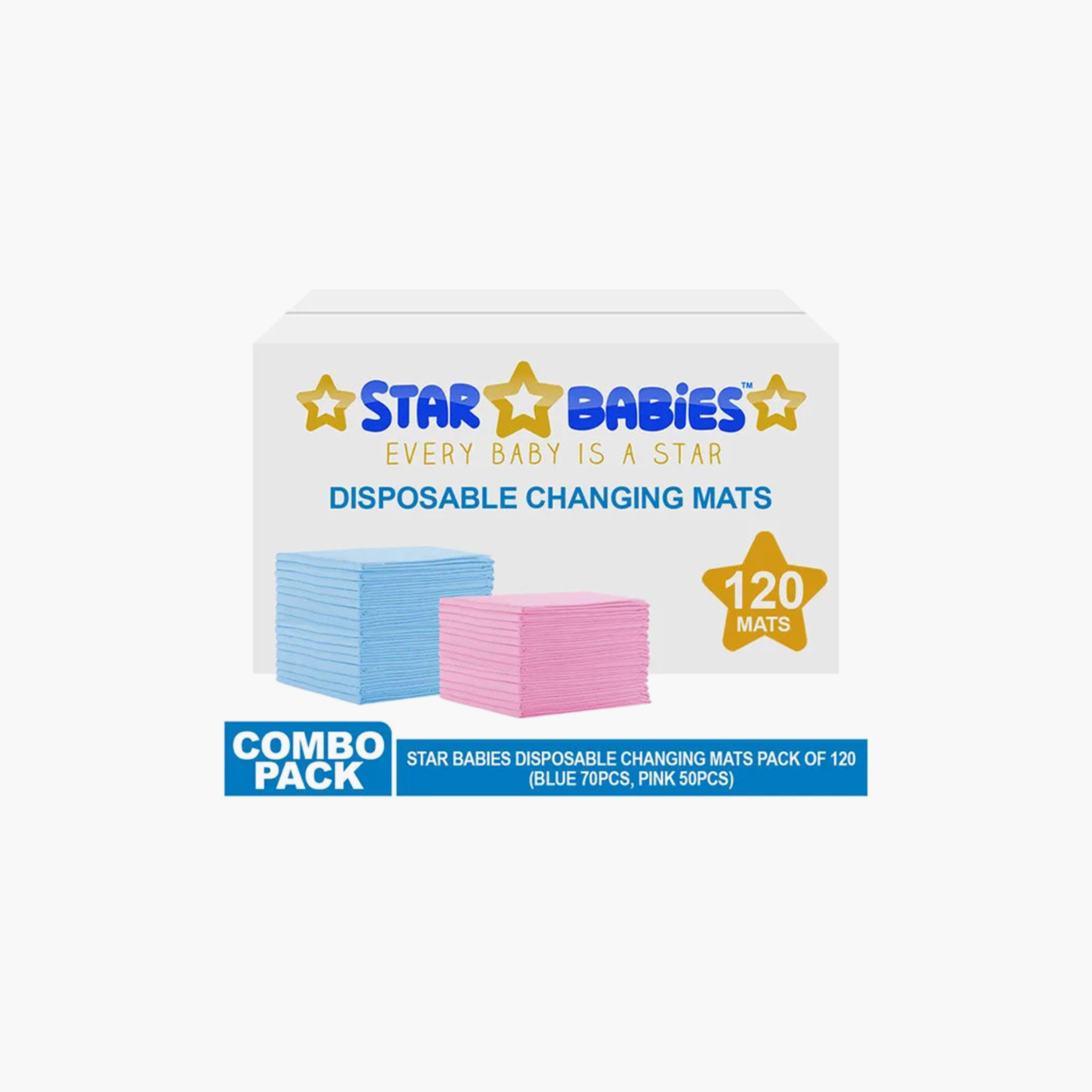 Star Babies 120-Piece Disposable Changing Mats - 45 x 60 cm - Large-baby-diapering-changingmats-image-2