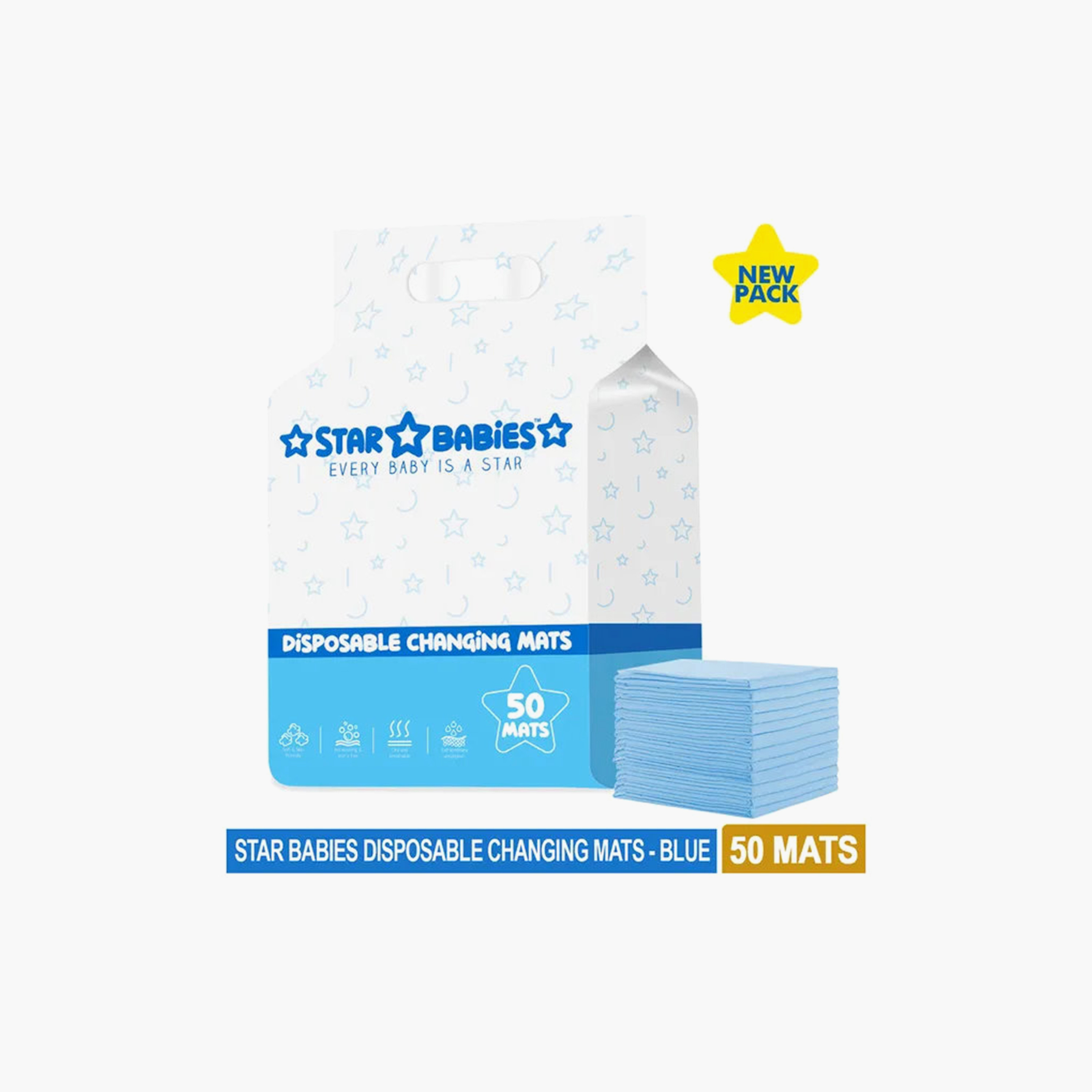 50 قطعة سجادات تغيير حفاضات للاستخدام مرة واحدة 45 × 60 سم كبيرة من ستار بيبيز-baby-diapering-changingmats-image-3