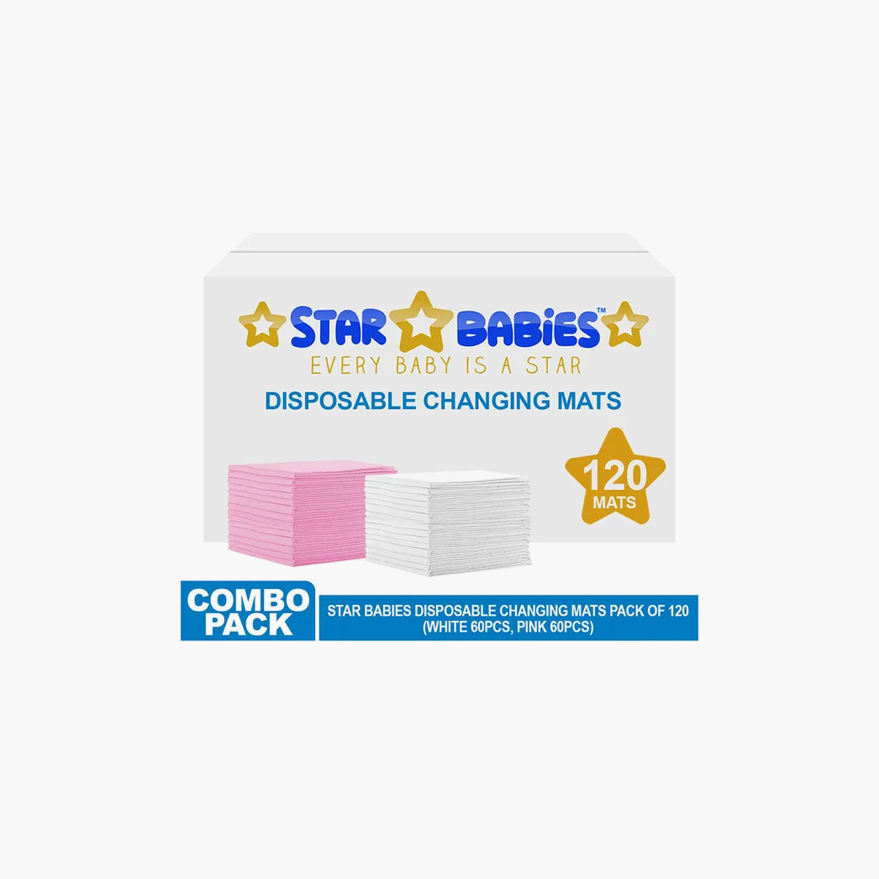 Star Babies 120-Piece Disposable Changing Mats - 45 x 60 cm - Large-baby-diapering-changingmats-image-2