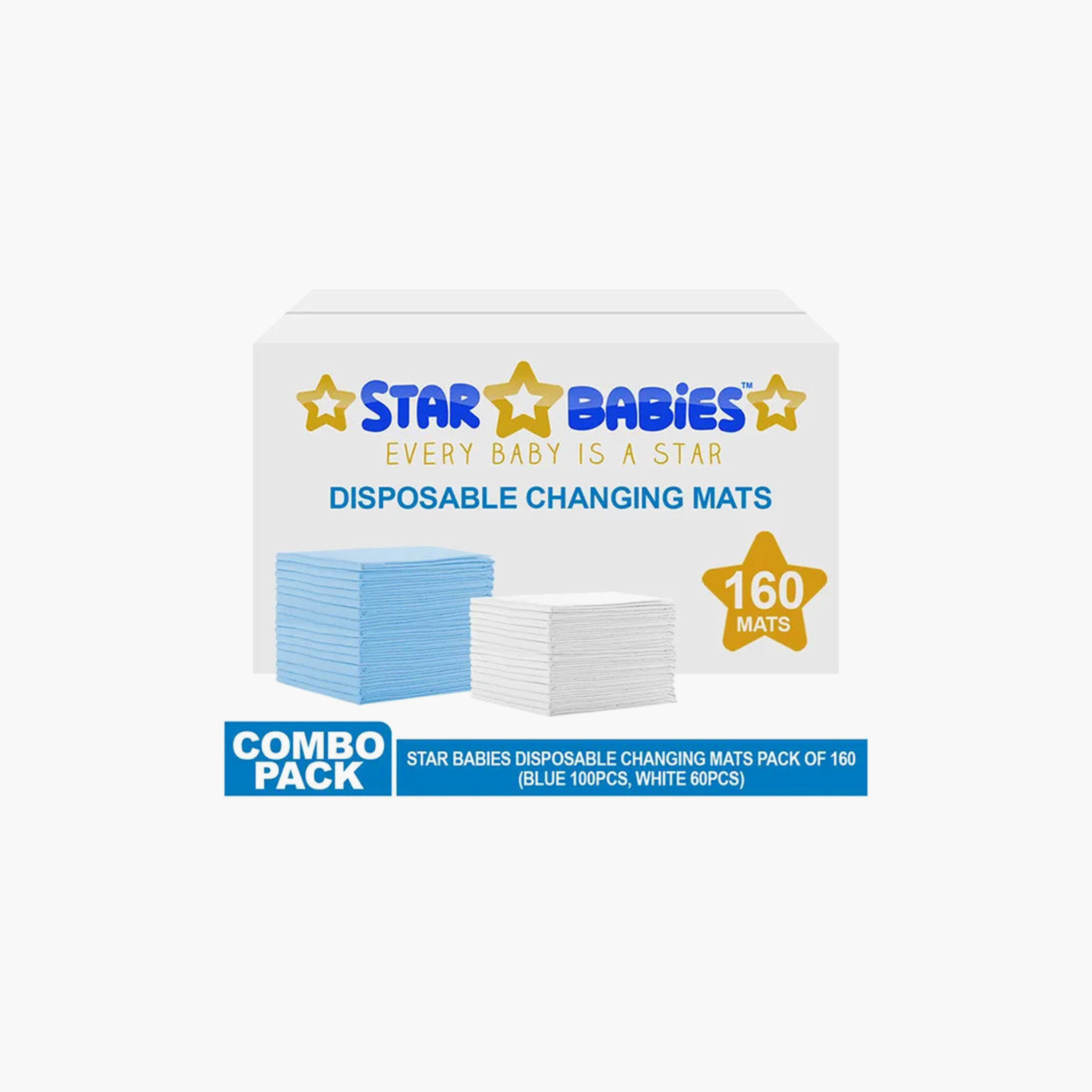 Star Babies 160-Piece Disposable Changing Mats - 45 x 60 cm - Large-baby-diapering-changingmats-image-2