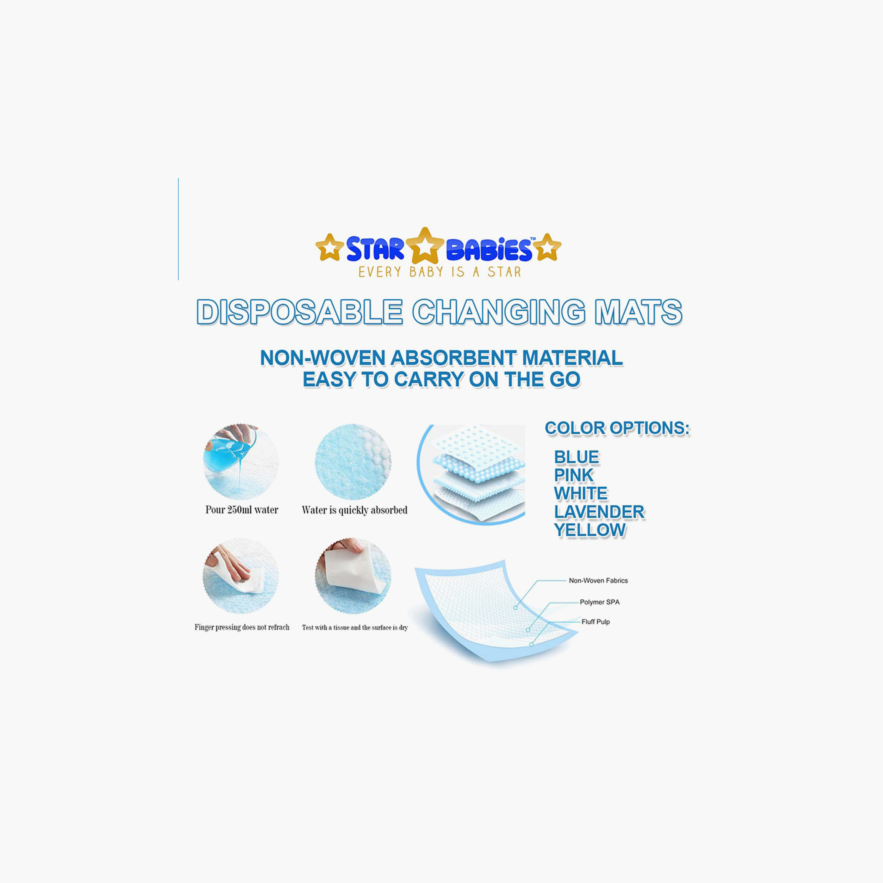 Star Babies 21-Piece Disposable Changing Mats - Large-baby-diapering-changingmats-image-3
