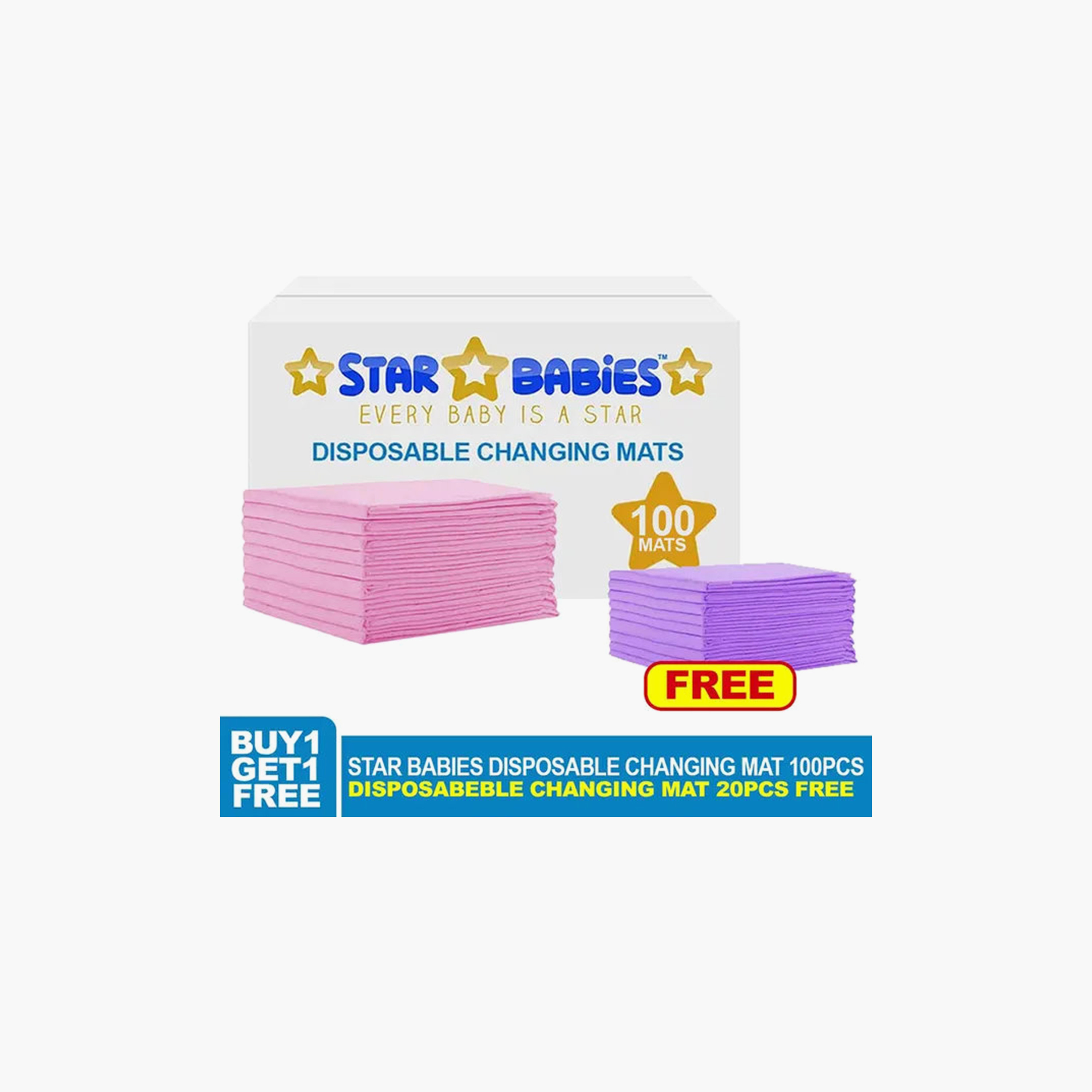 Star Babies 100-Piece Disposable Changing Mats with 20-Piece Changing Mats-baby-diapering-changingmats-image-2