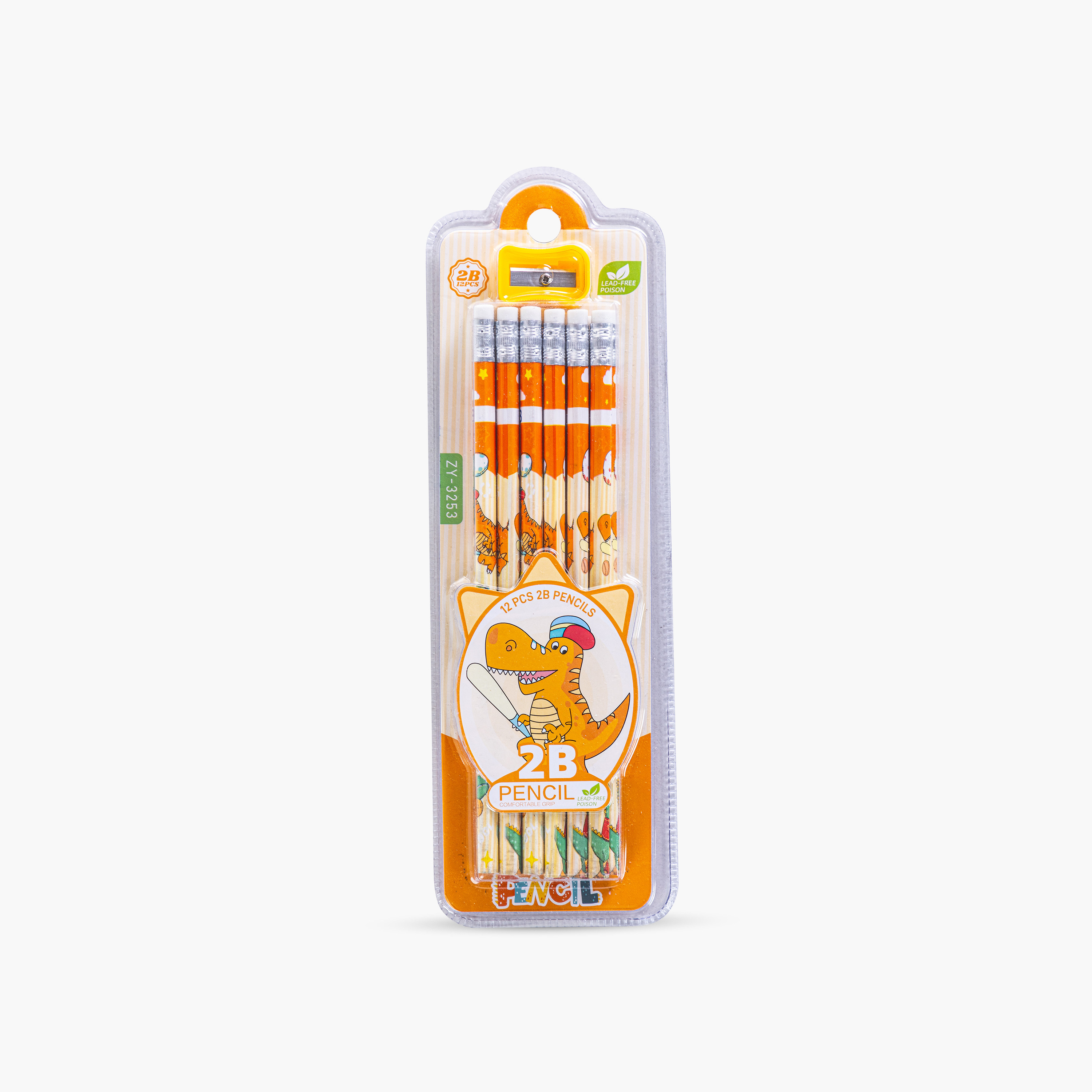Eazy Kids 12-Piece 2B Pencils with Eraser & Sharpener - Orange-school-stationery-pensandpencils-image-1