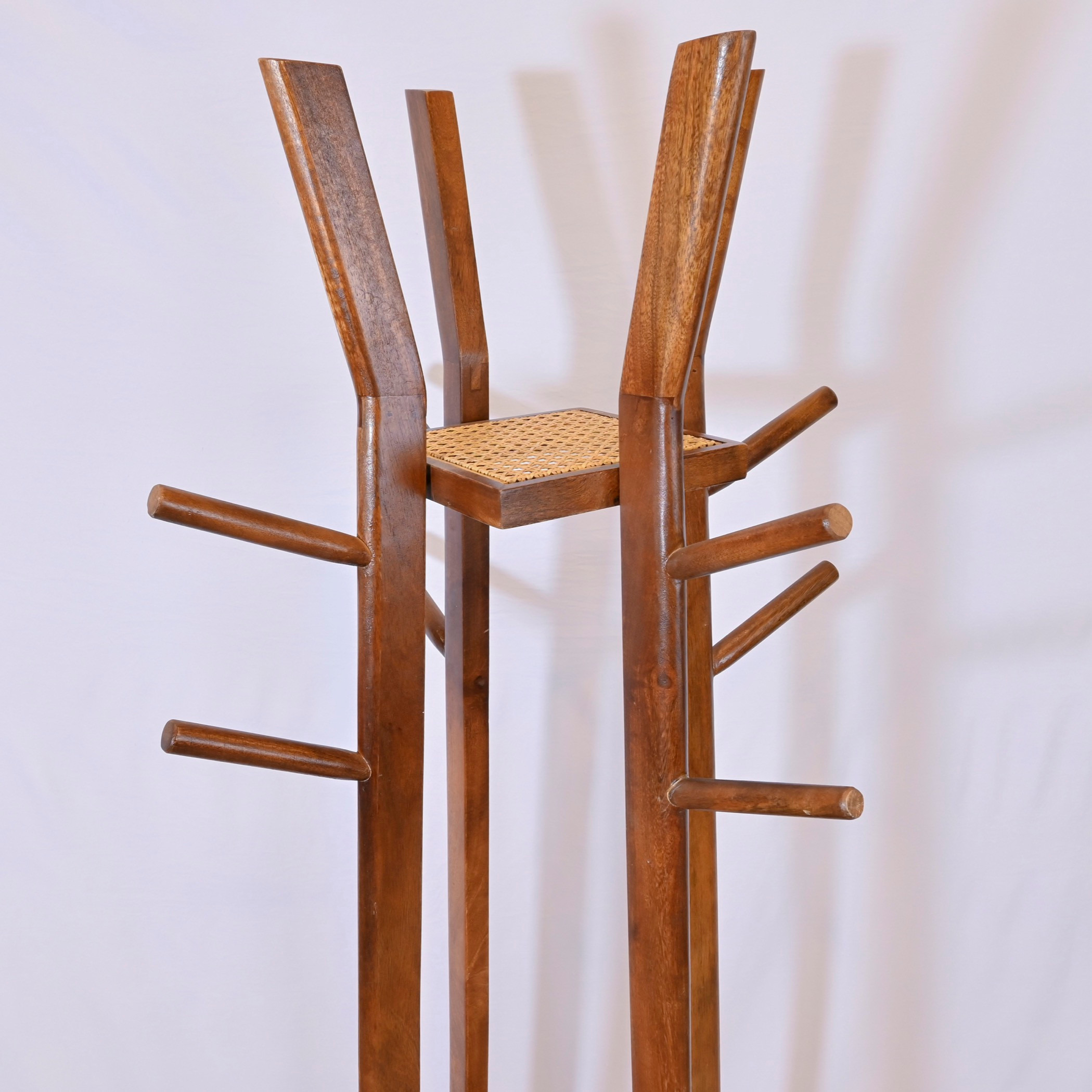 Crafted by Lifestyle Wooden Coat Hanger with Rattan Basket - 185 cms-household-storage-storagesolutions-tallhangers-image-4