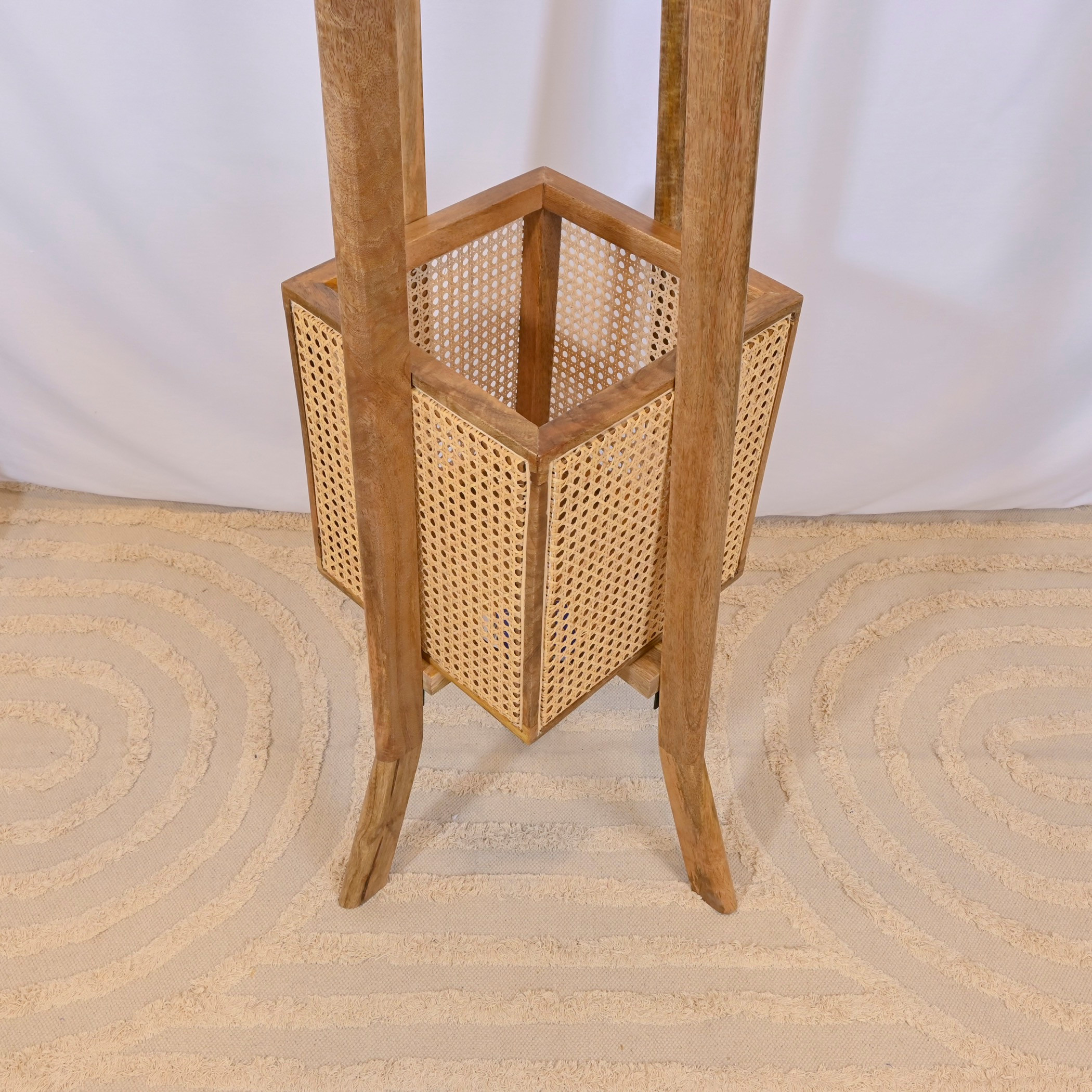 Crafted by Lifestyle Wooden Coat Hanger with Rattan Basket - 185 cms-household-storage-storagesolutions-tallhangers-image-3