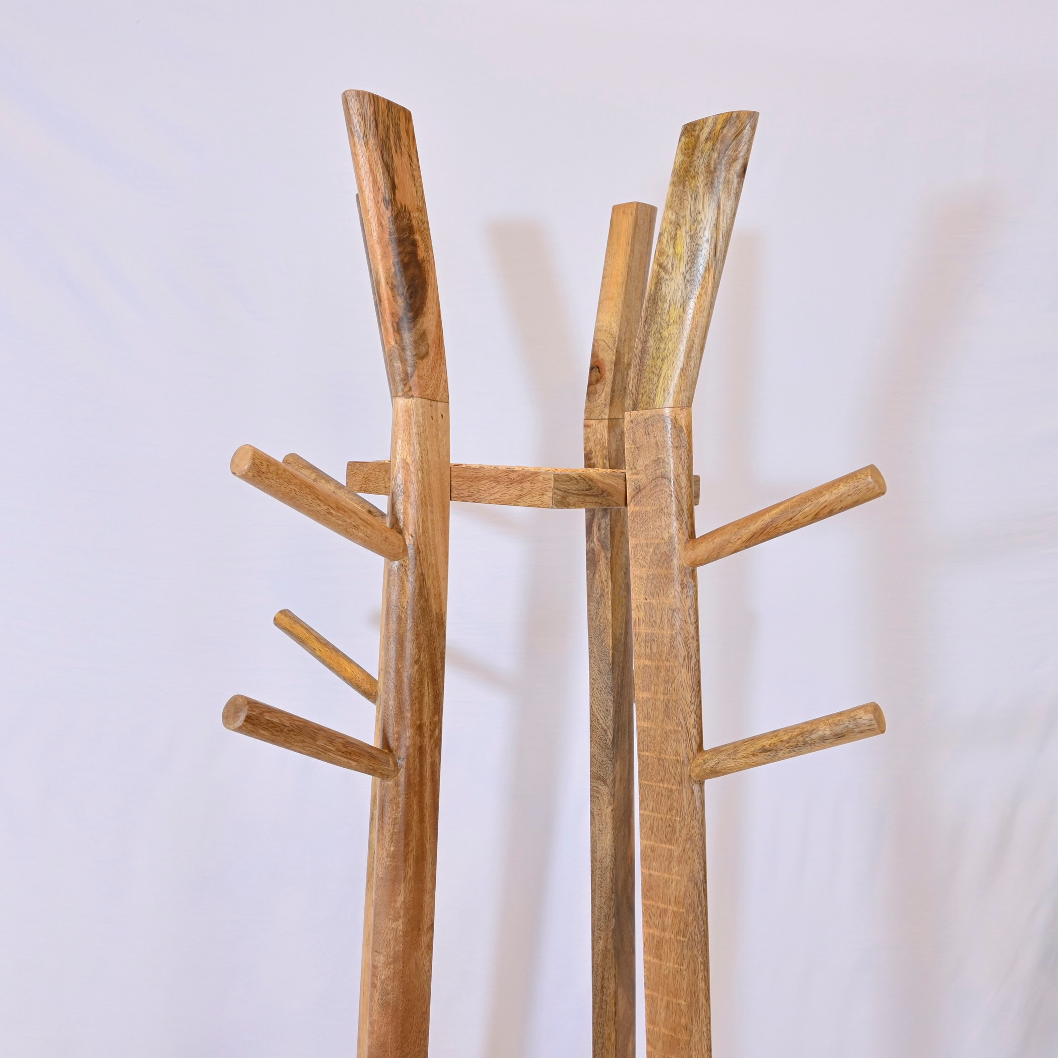 Crafted by Lifestyle Wooden Coat Hanger with Rattan Basket - 185 cms-household-storage-storagesolutions-tallhangers-image-5
