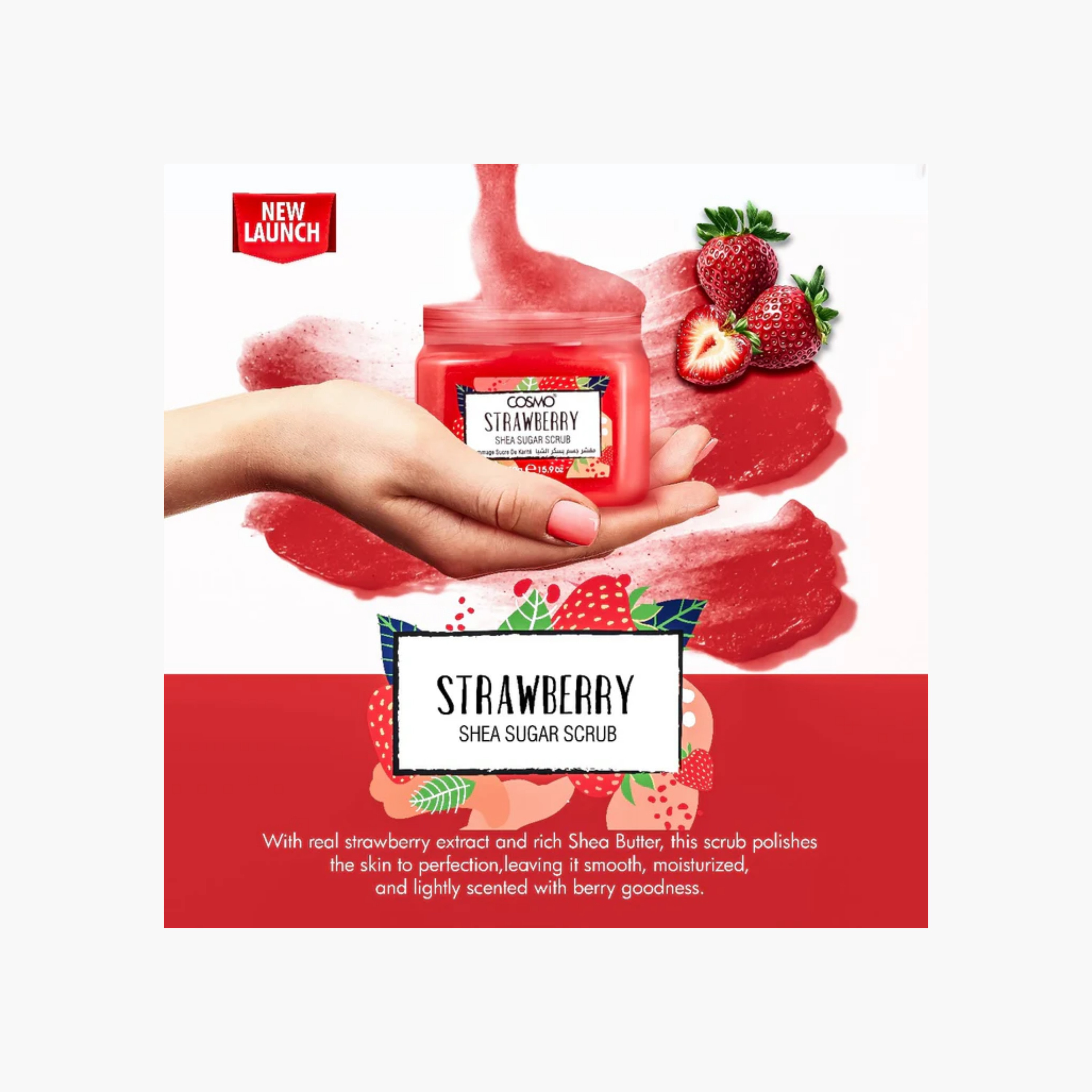 Cosmo Sugar Scrub Shea Butter& Strawberry 450 Ml-beautyandpersonalcare-bathandbody-bathandshower-scrubs-image-2
