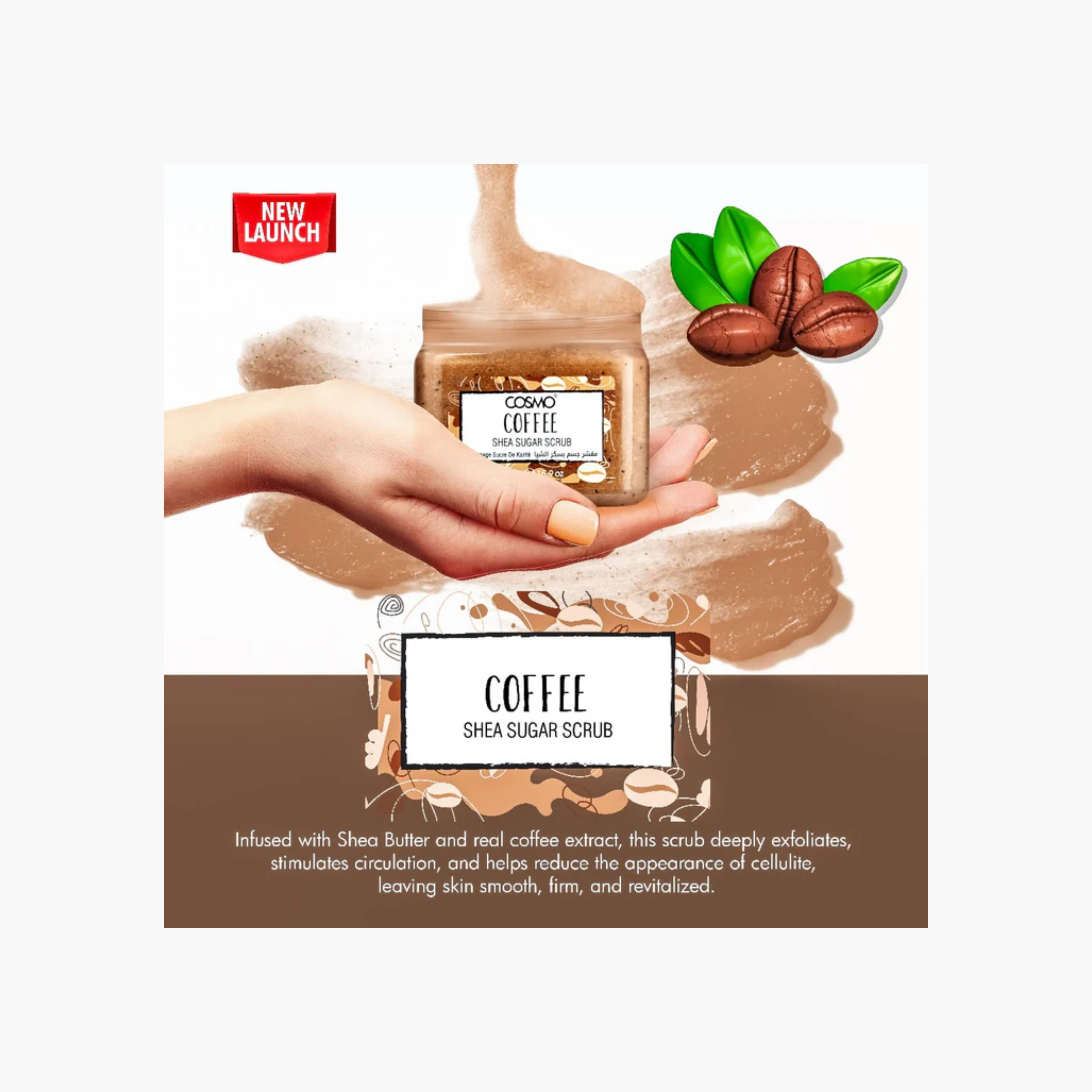 Cosmo Sugar Scrub Shea Butter& Coffee 450 Ml-beautyandpersonalcare-bathandbody-bathandshower-scrubs-image-3