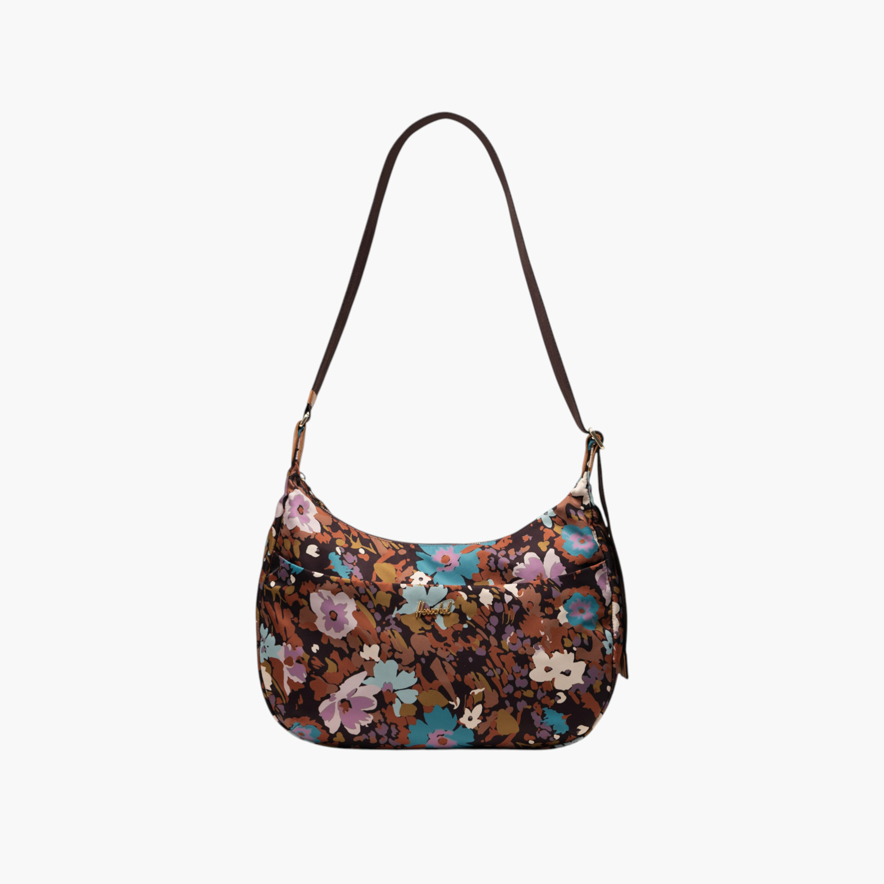 شنطة كتف بسحاب إغلاق وطبعات زهور مع محفظة من هيرشيل سبلاي كو-women-bagsandwallets-handbags-image-1