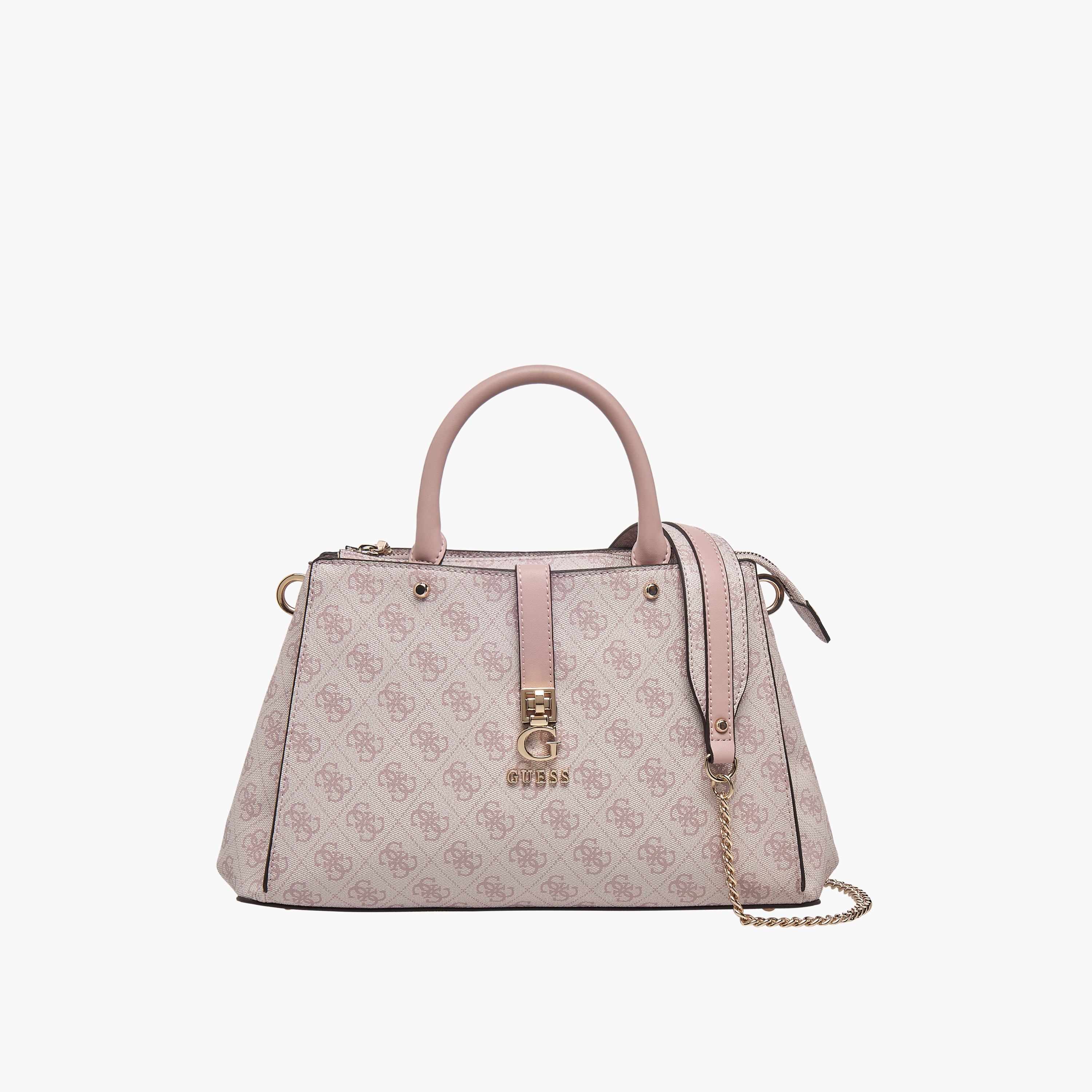 Guess Logo Print Satchel Bag with Detachable Chain Strap-women-bagsandwallets-handbags-image-1