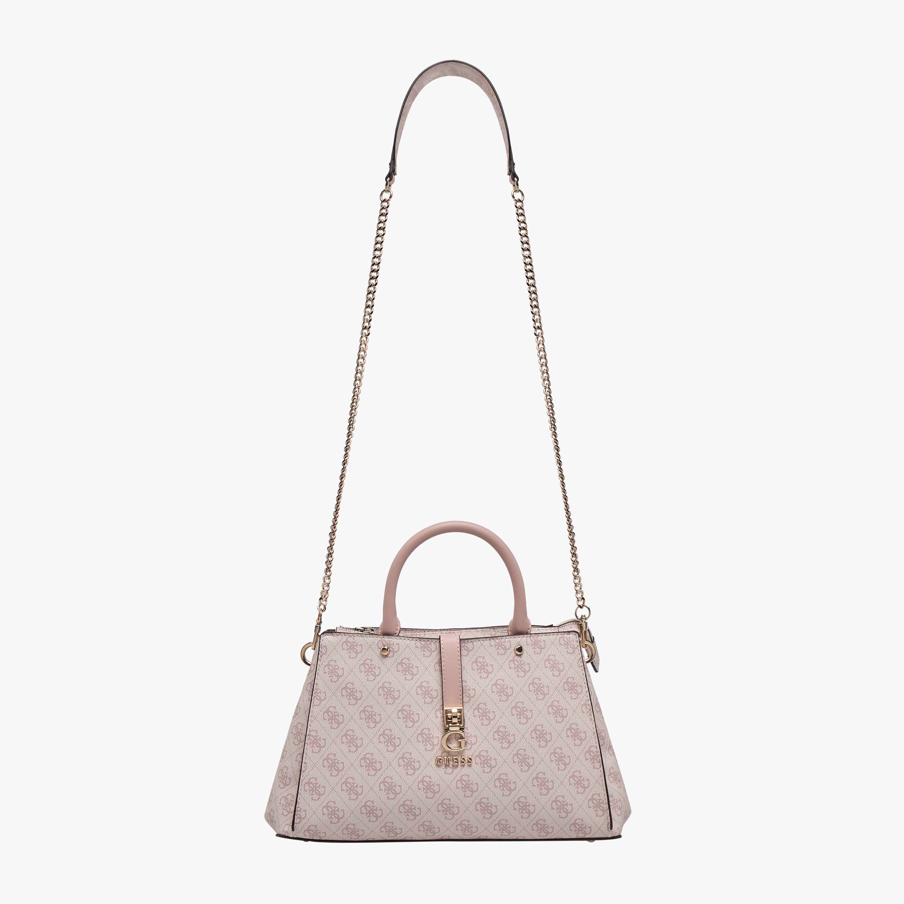 Guess Logo Print Satchel Bag with Detachable Chain Strap-women-bagsandwallets-handbags-image-2