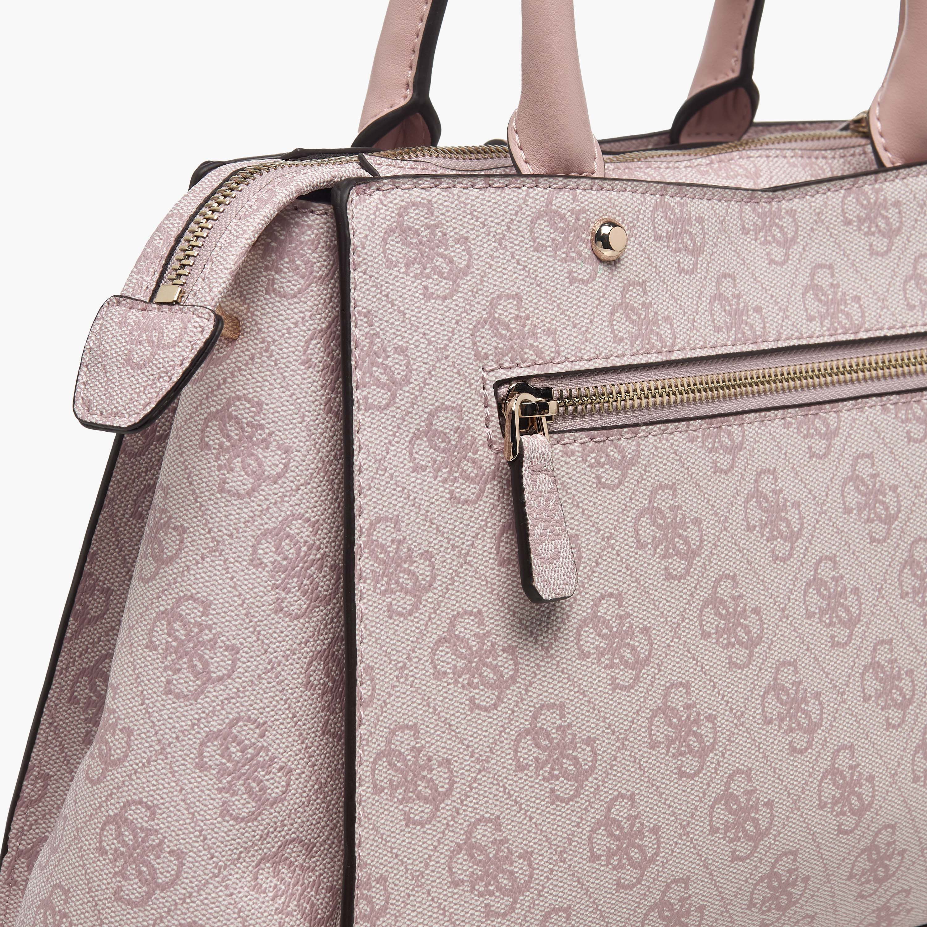 Guess Logo Print Satchel Bag with Detachable Chain Strap-women-bagsandwallets-handbags-image-5