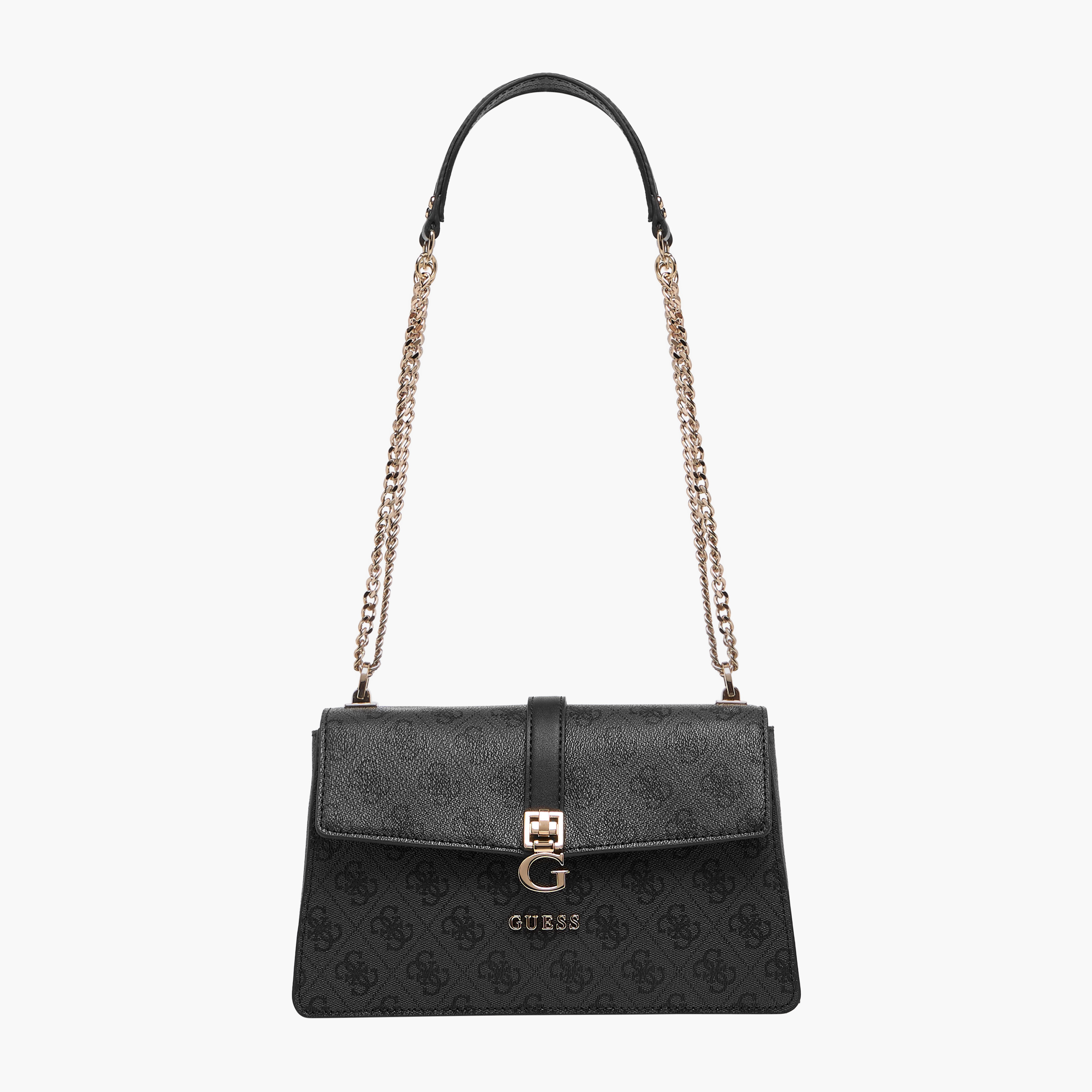 Guess Monogram Print Crossbody Bag with Chain Handles-women-bagsandwallets-handbags-image-1