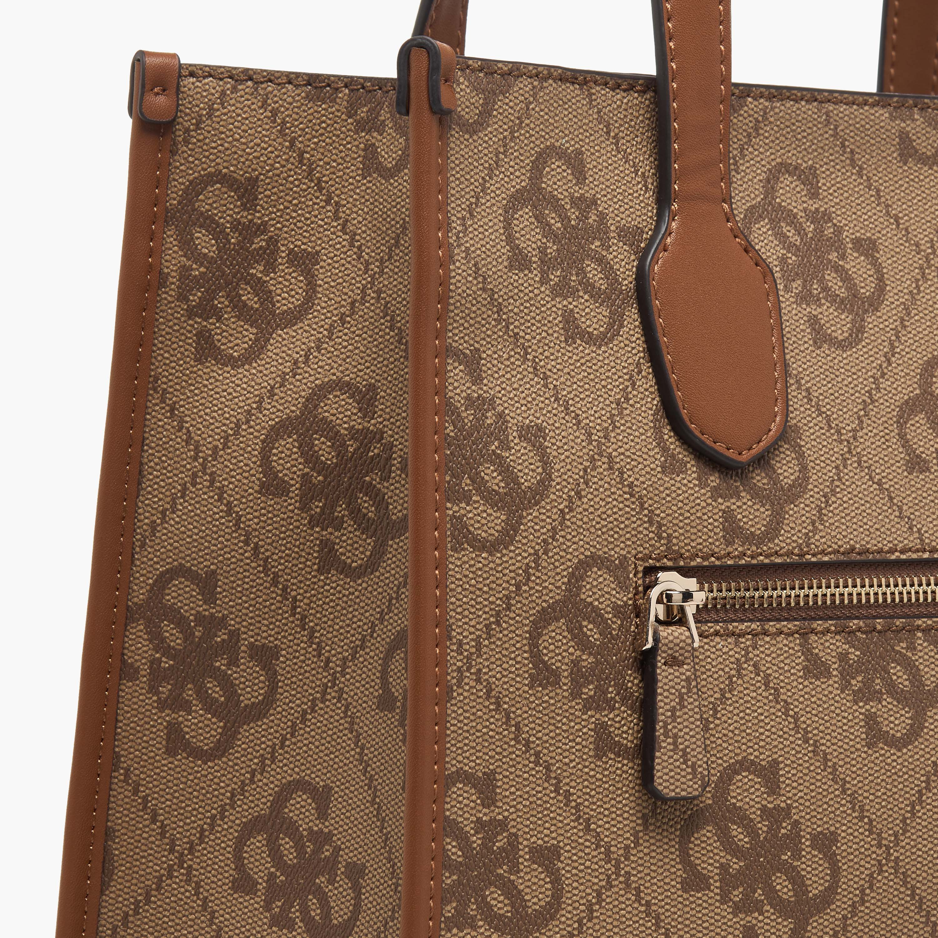 Guess Monogram Texture Tote Bag with Detachable Strap-women-bagsandwallets-handbags-image-5