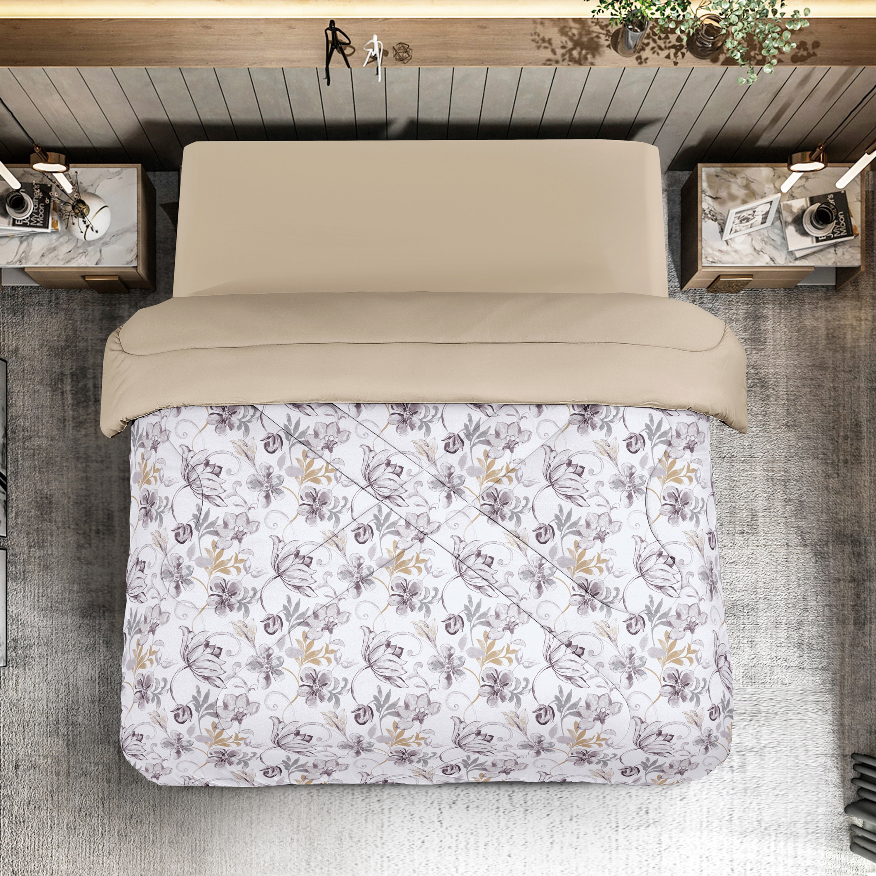 لحاف ملفوف توين قابل للاستخدام على الوجهين لجميع الفصول من يونيك هوم - 240x160 سم-household-bedding-comfortersandbedspreads-comforters-image-1