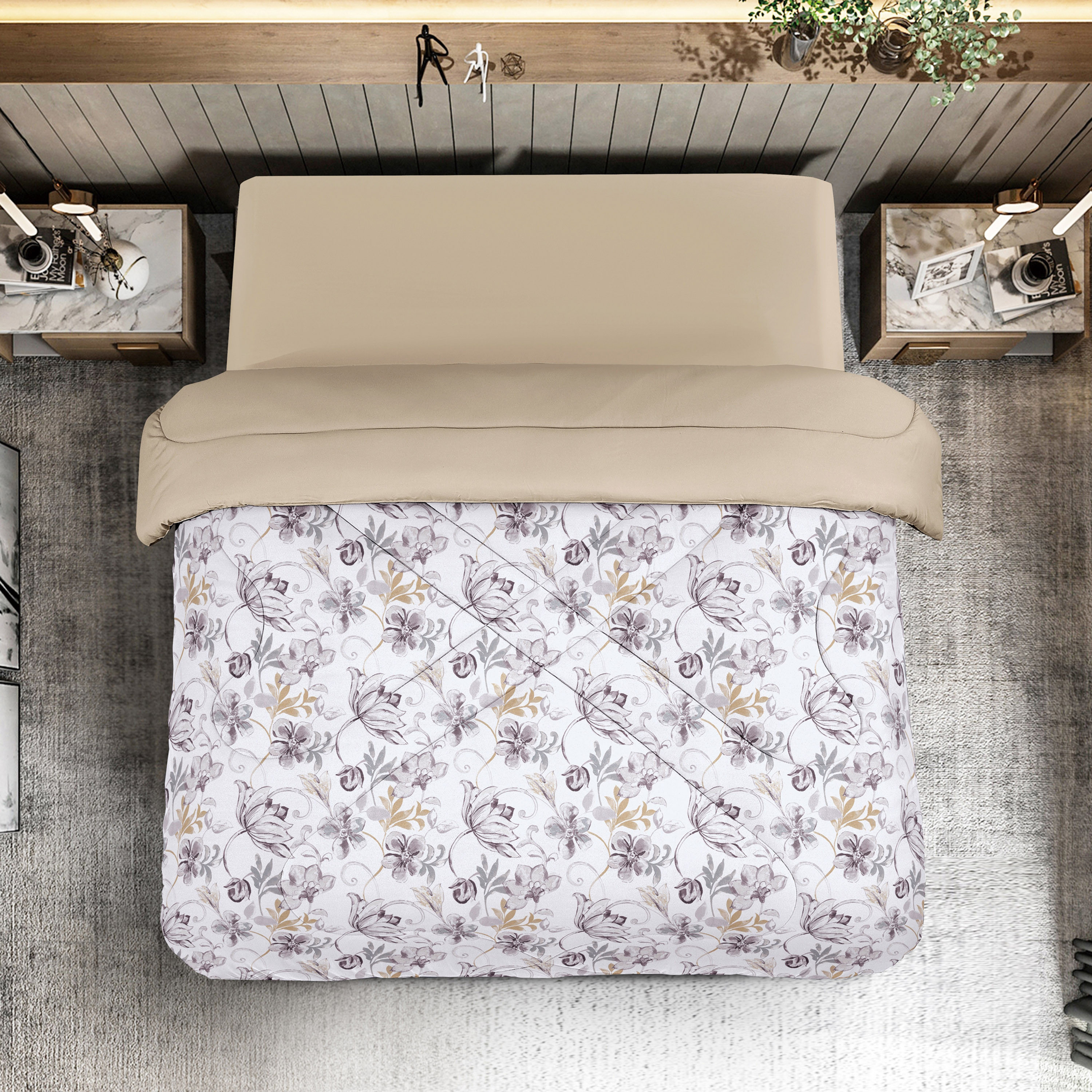 لحاف ملفوف كينج قابل للاستخدام على الوجهين لجميع الفصول من يونيك هوم - 230x250 سم-household-bedding-comfortersandbedspreads-comforters-image-1