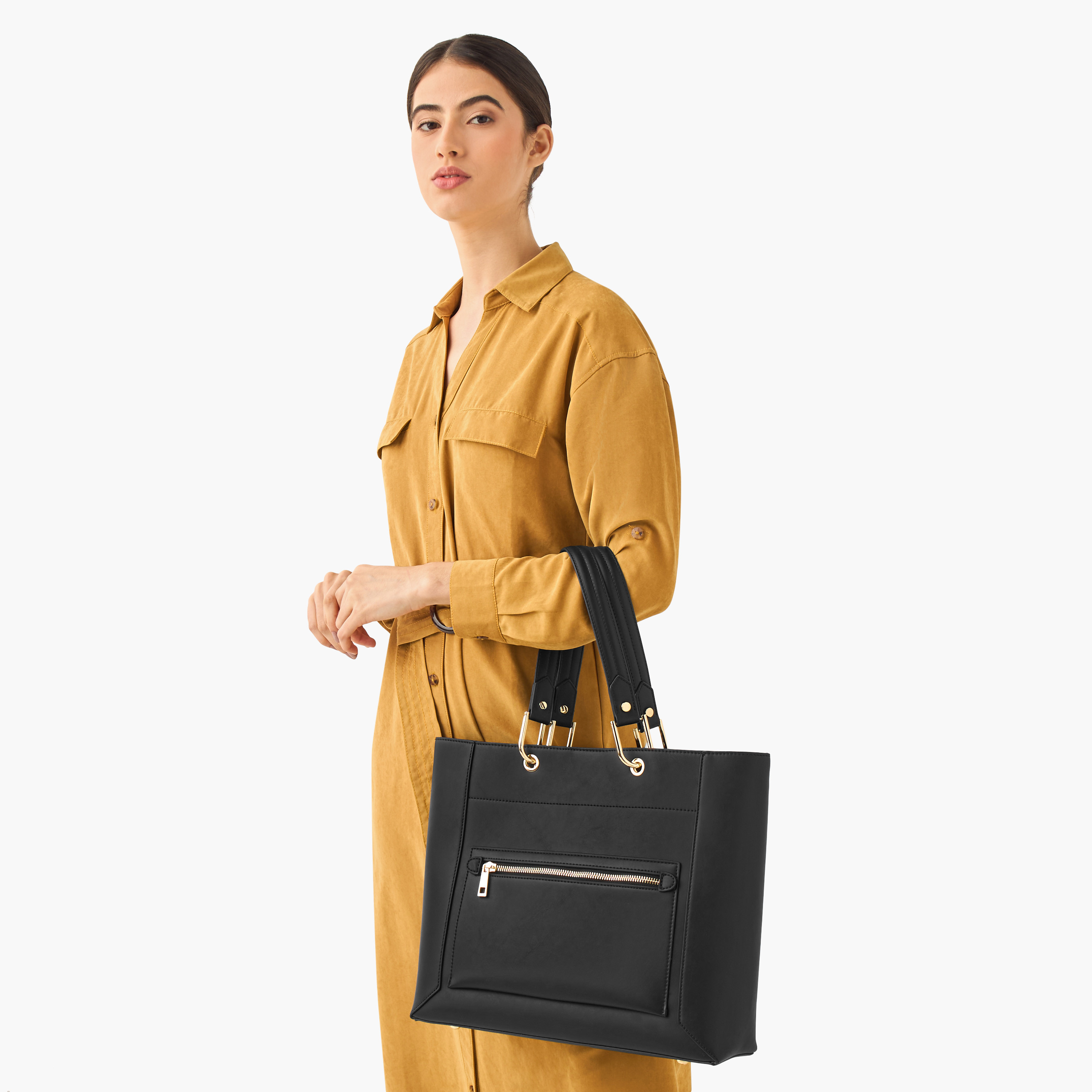Sasha Tia Textured Tote Bag with Pouch-women-bagsandwallets-handbags-image-2
