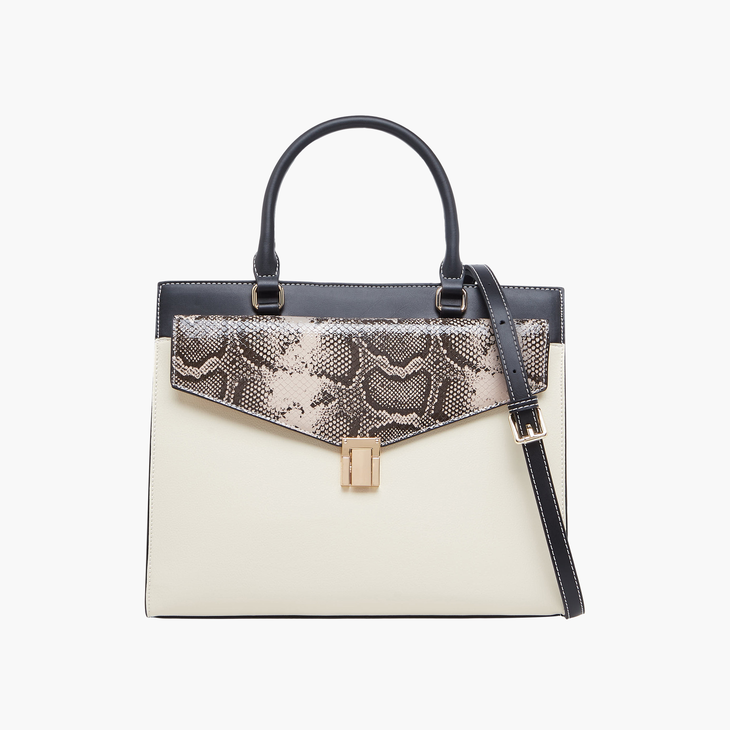 شنطة ساتشيل بارزة الملمس بتصميم جلد حيوان وبحزام قابل للفصل من ساشا-women-bagsandwallets-handbags-image-1