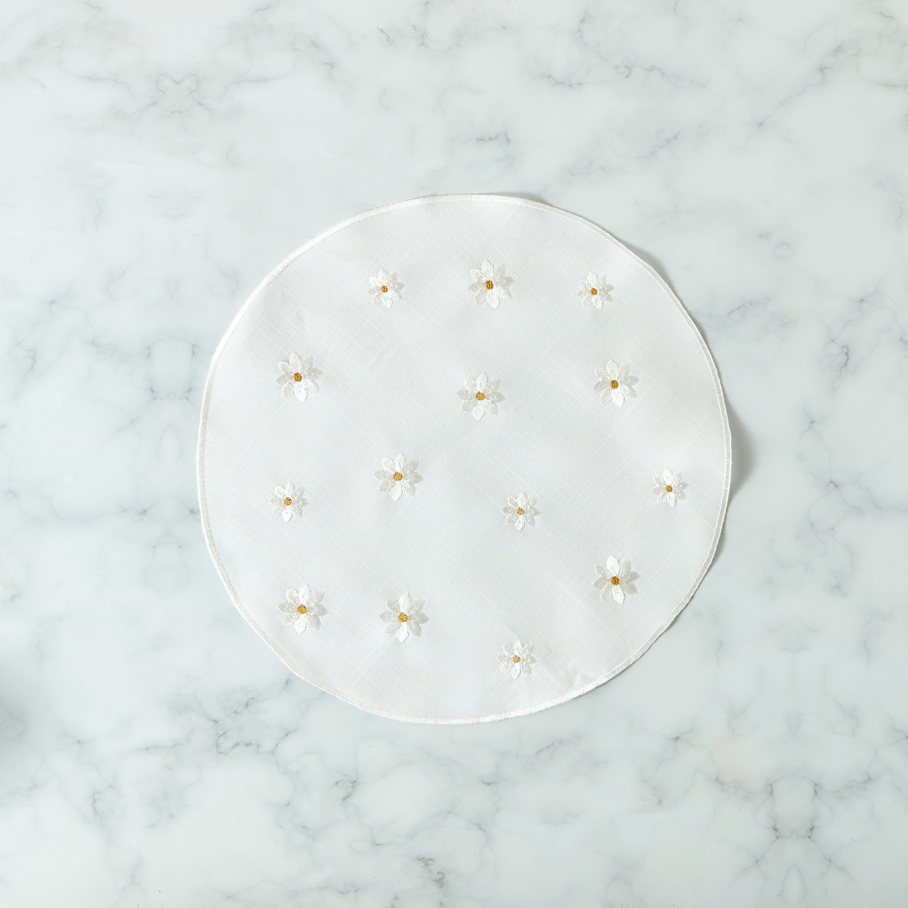 Daisy Embroidered 4-Piece Round Placemat Set - 45x30 cms-household-dining-tablelinen-placemats-image-3