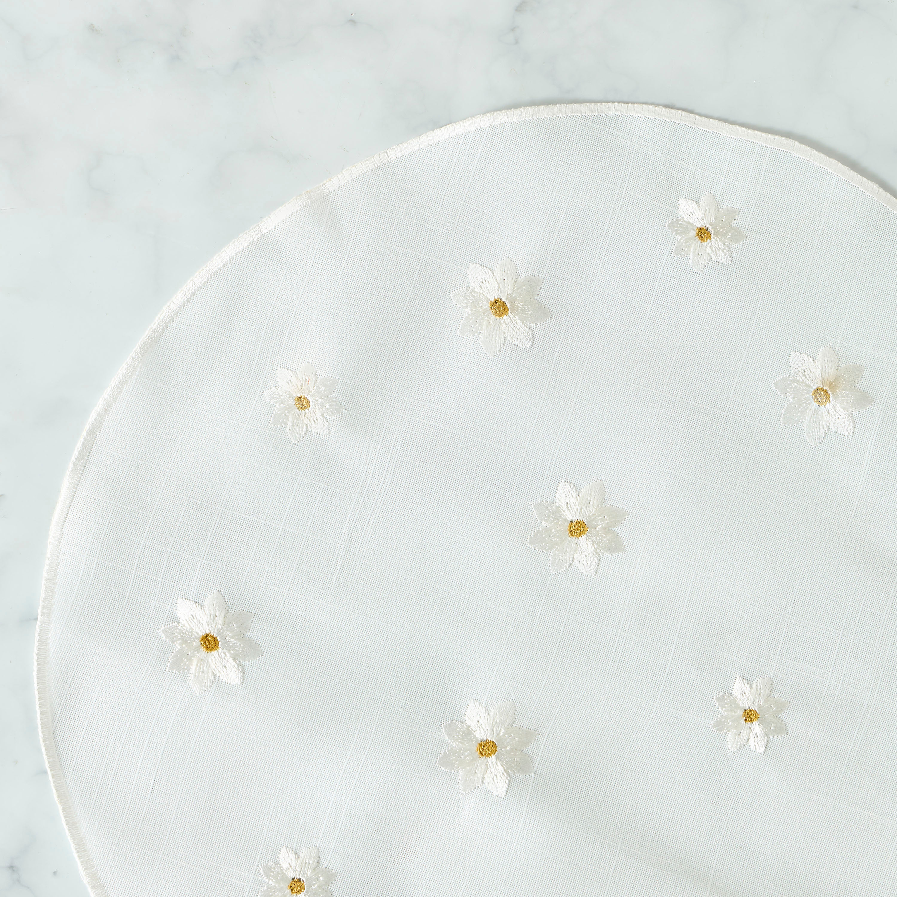 Daisy Embroidered 4-Piece Round Placemat Set - 45x30 cms-household-dining-tablelinen-placemats-image-4