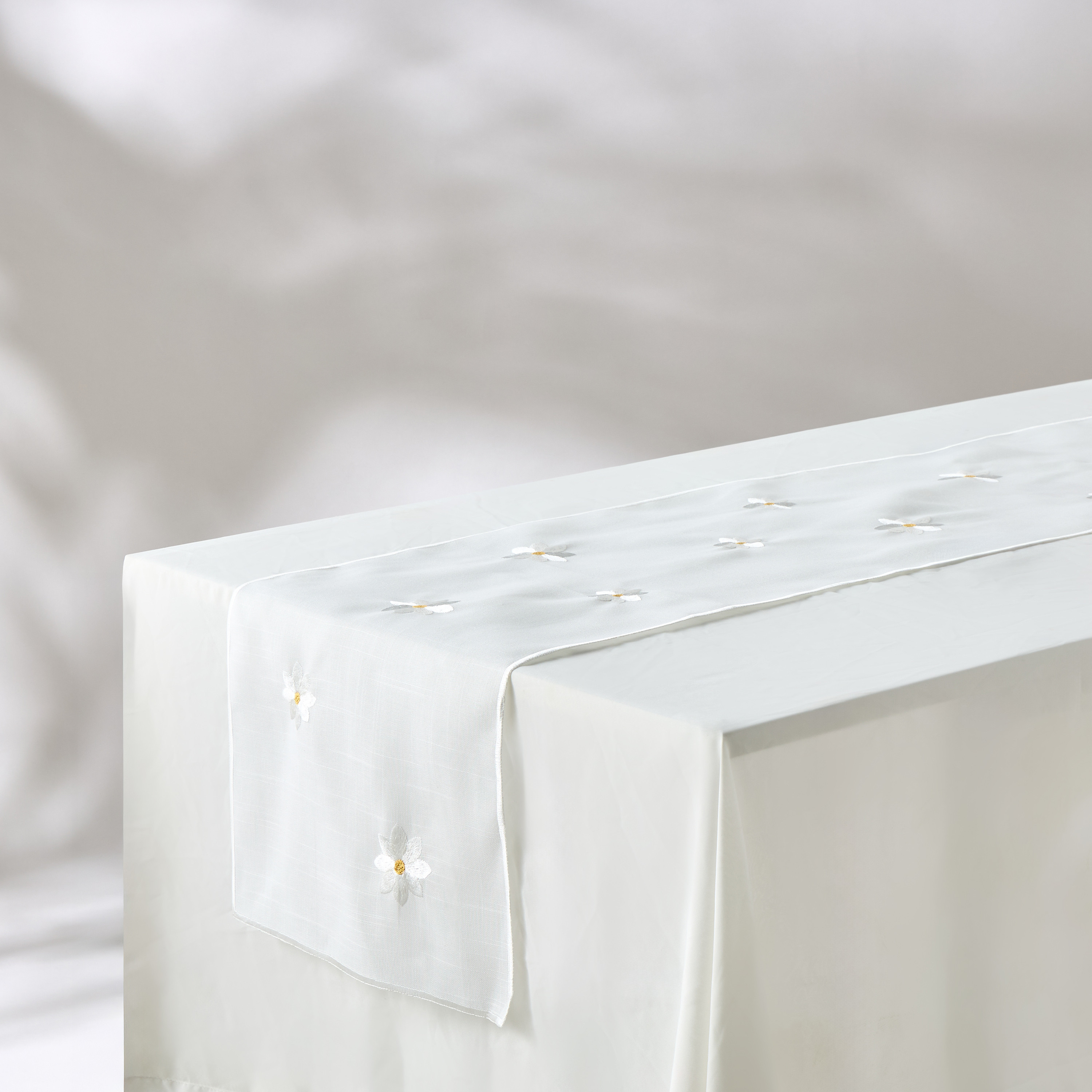 Daisy Embroidered Table Runner - 180x35 cms-household-dining-tablelinen-runnersandtablecovers-image-2