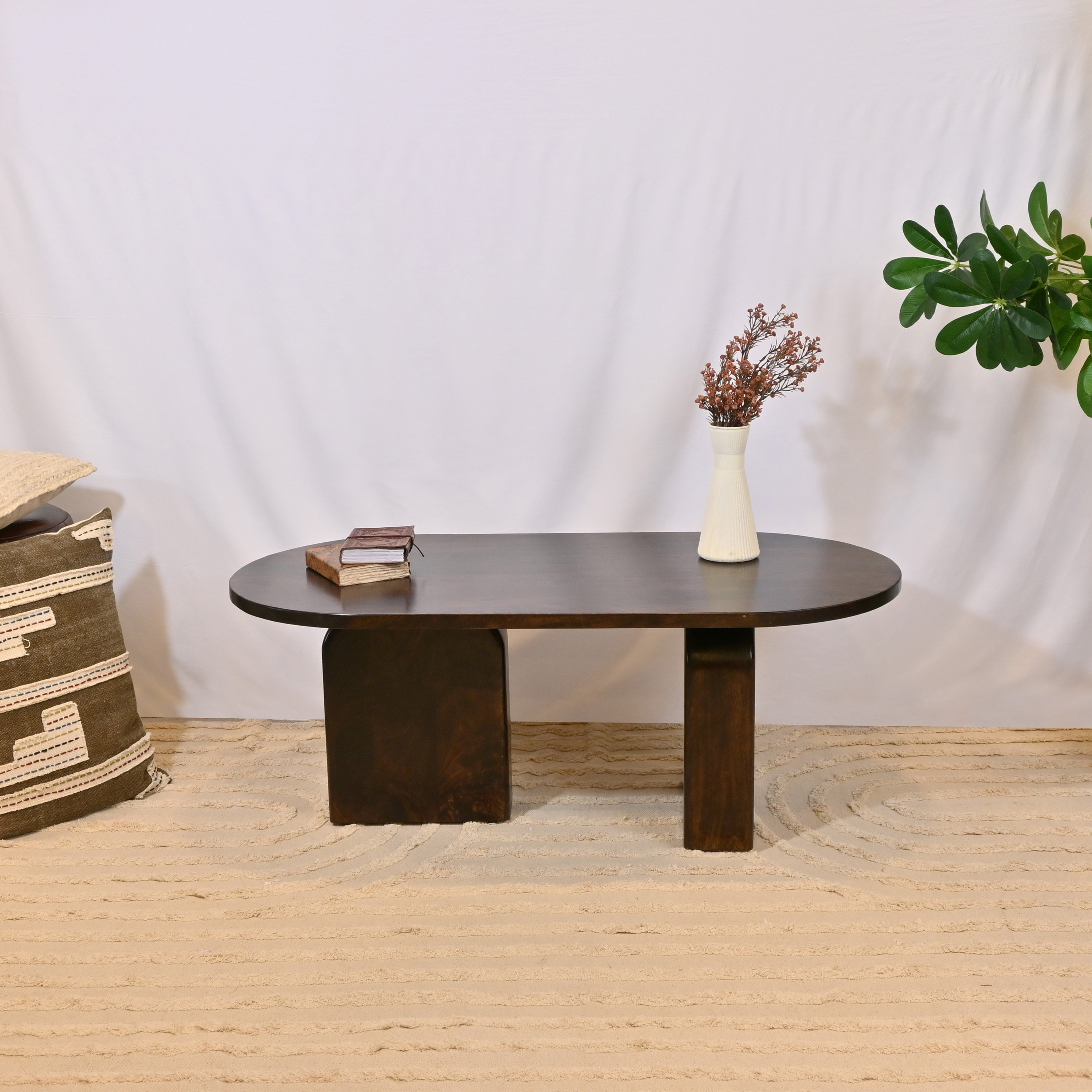 Crafted by Lifestyle Oval Wooden Top Coffee Table - 40x60 cms-furniture-livingroom-coffeetables-image-1